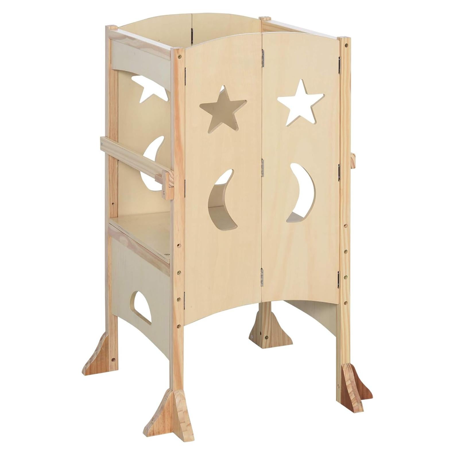 Escalera de Cocina Plegable Qaba para Niños 3-8 Años Madera