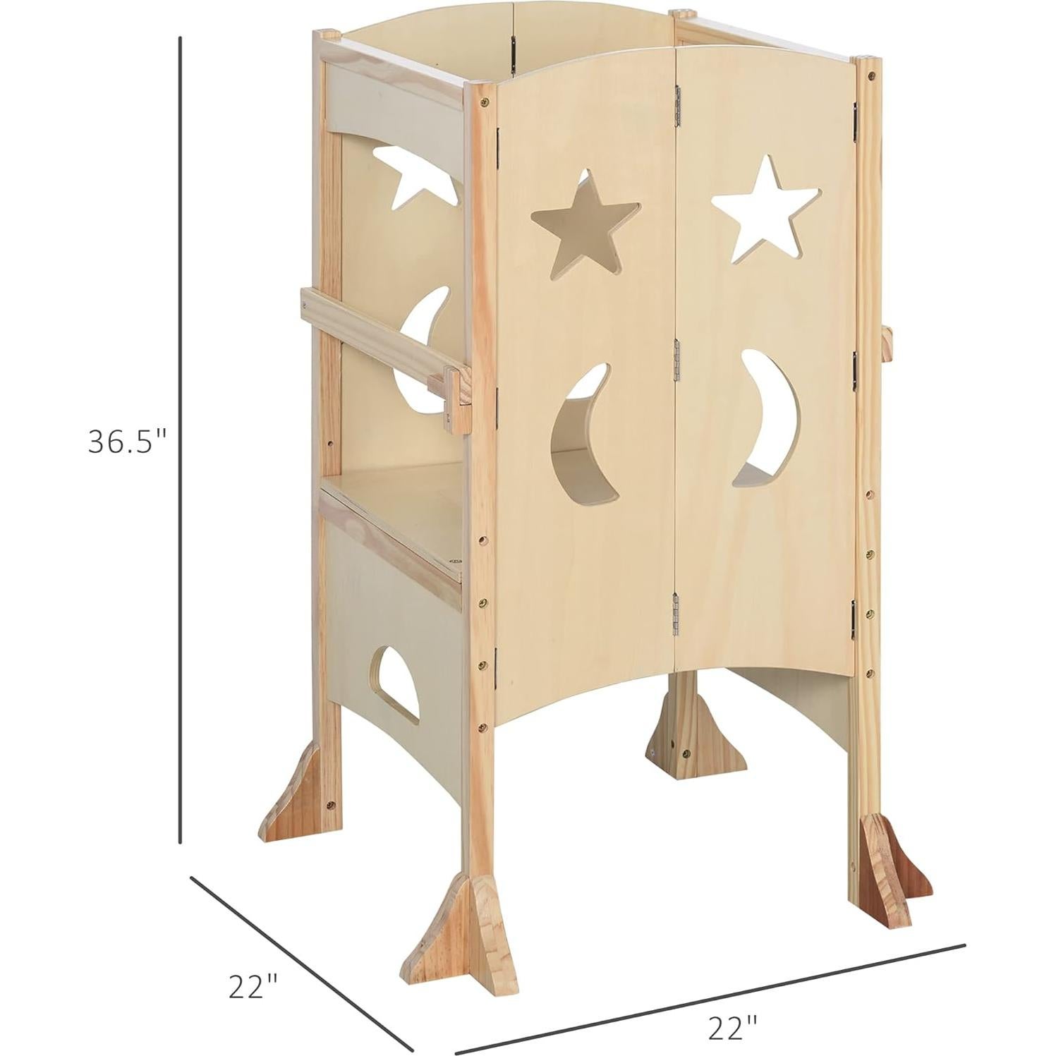 Escalera de Cocina Plegable Qaba para Niños 3-8 Años Madera