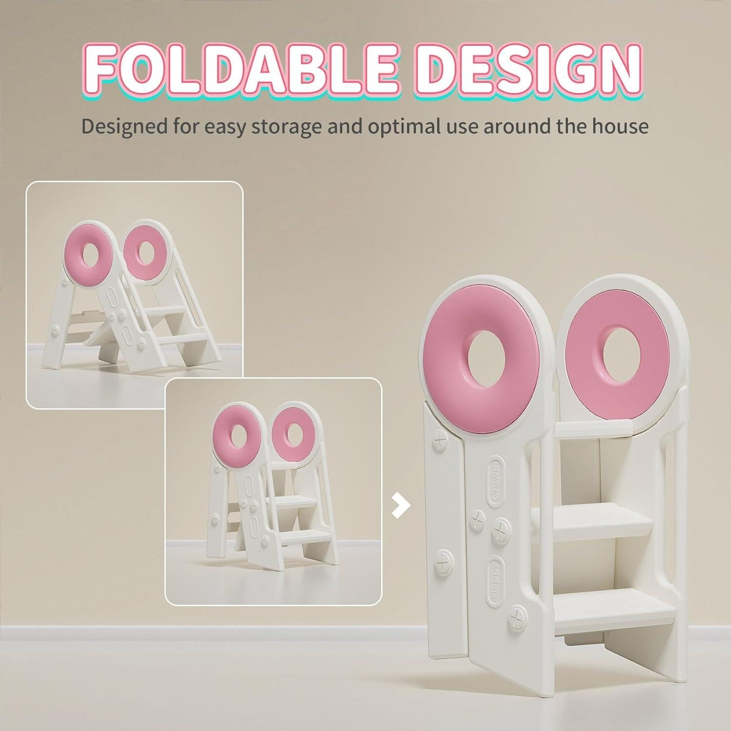 Taburete Plegable para Niños UNICOO - Ajustable 2-3 Pasos