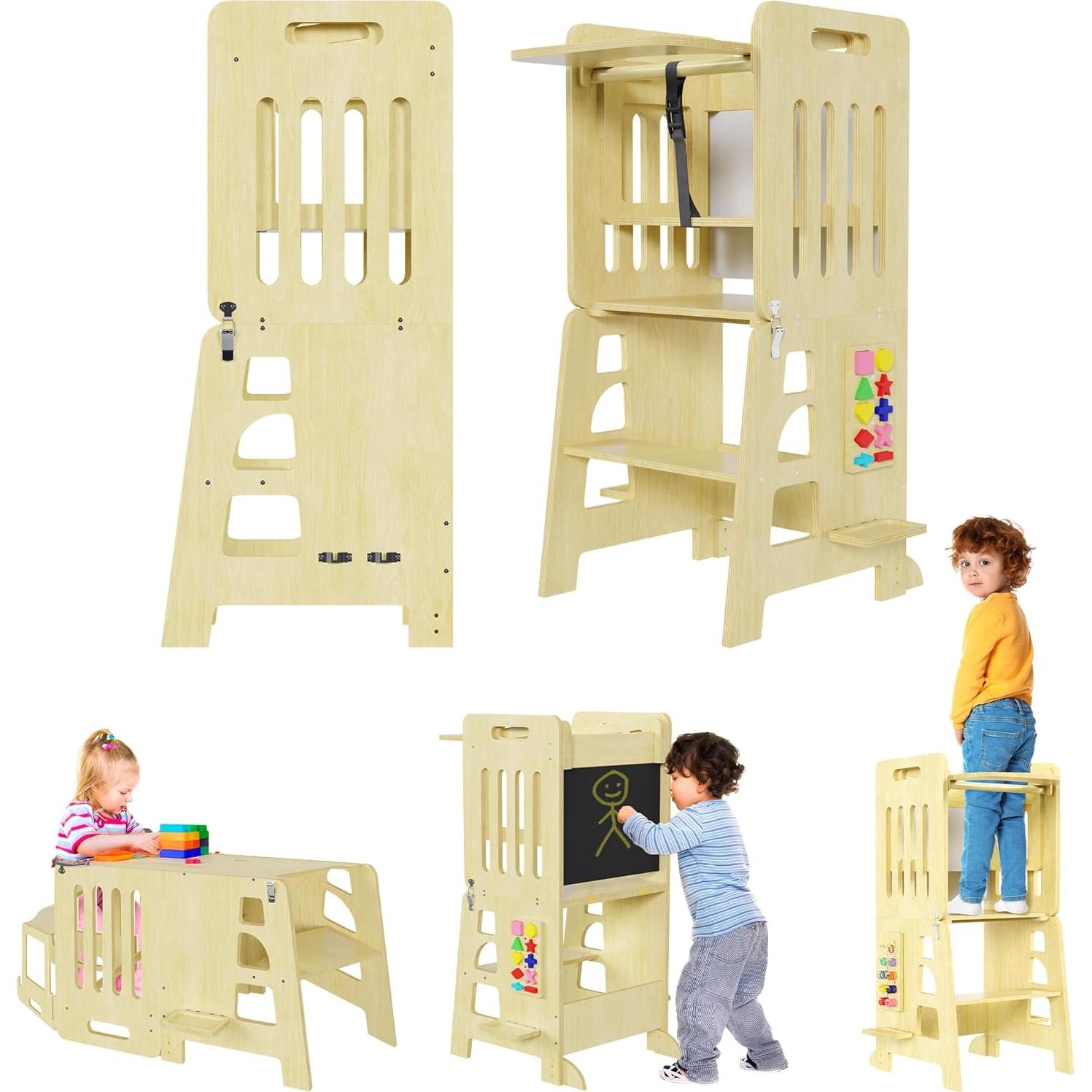 Torre Plegable 4en1 NurtureTots para Niños - Taburete Montessori