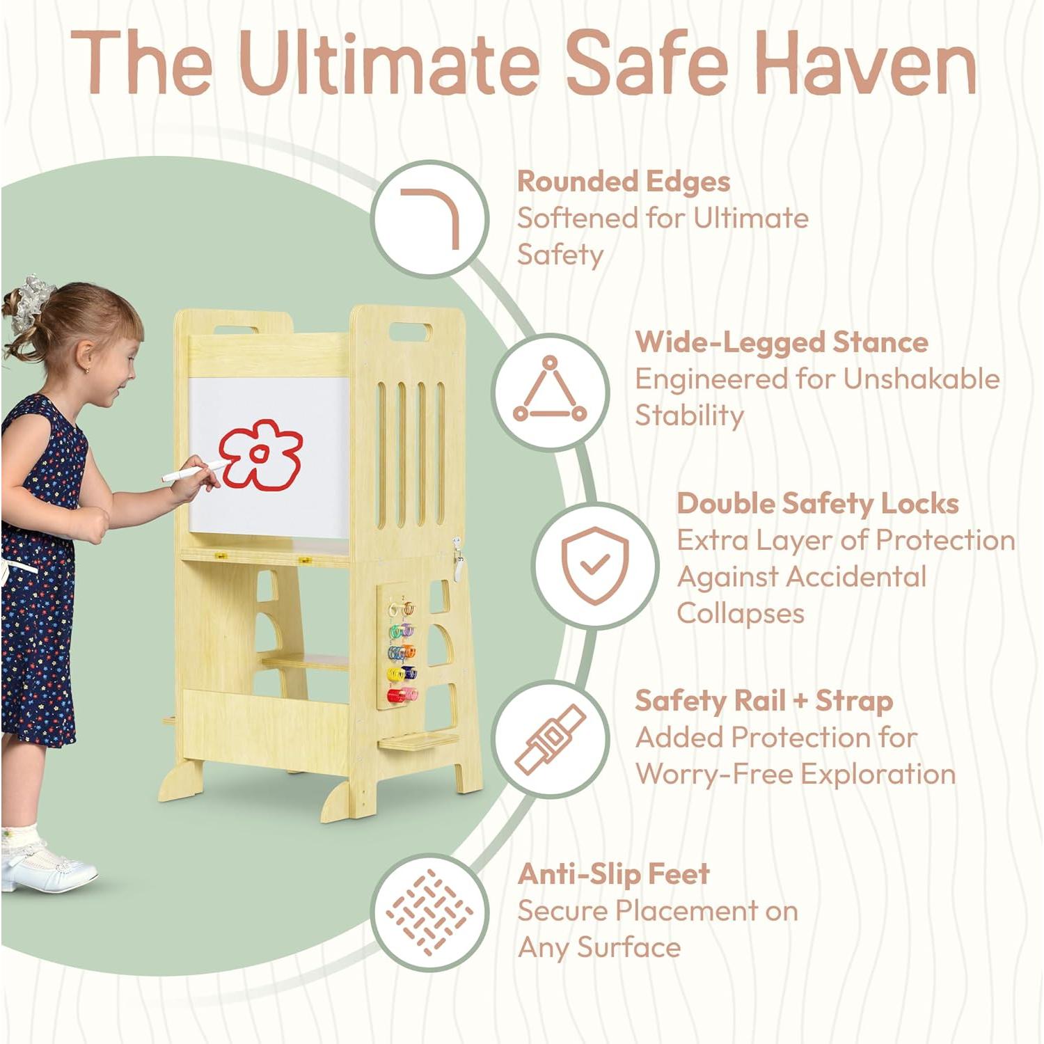 Torre Plegable 4en1 NurtureTots para Niños - Taburete Montessori