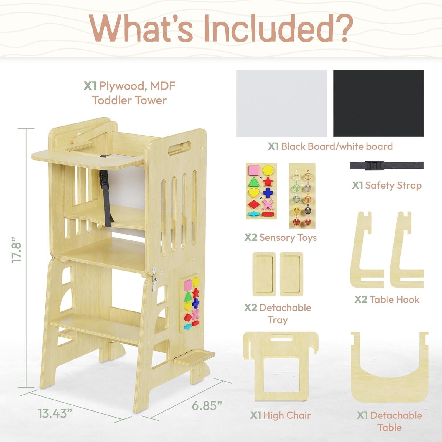 Torre Plegable 4en1 NurtureTots para Niños - Taburete Montessori