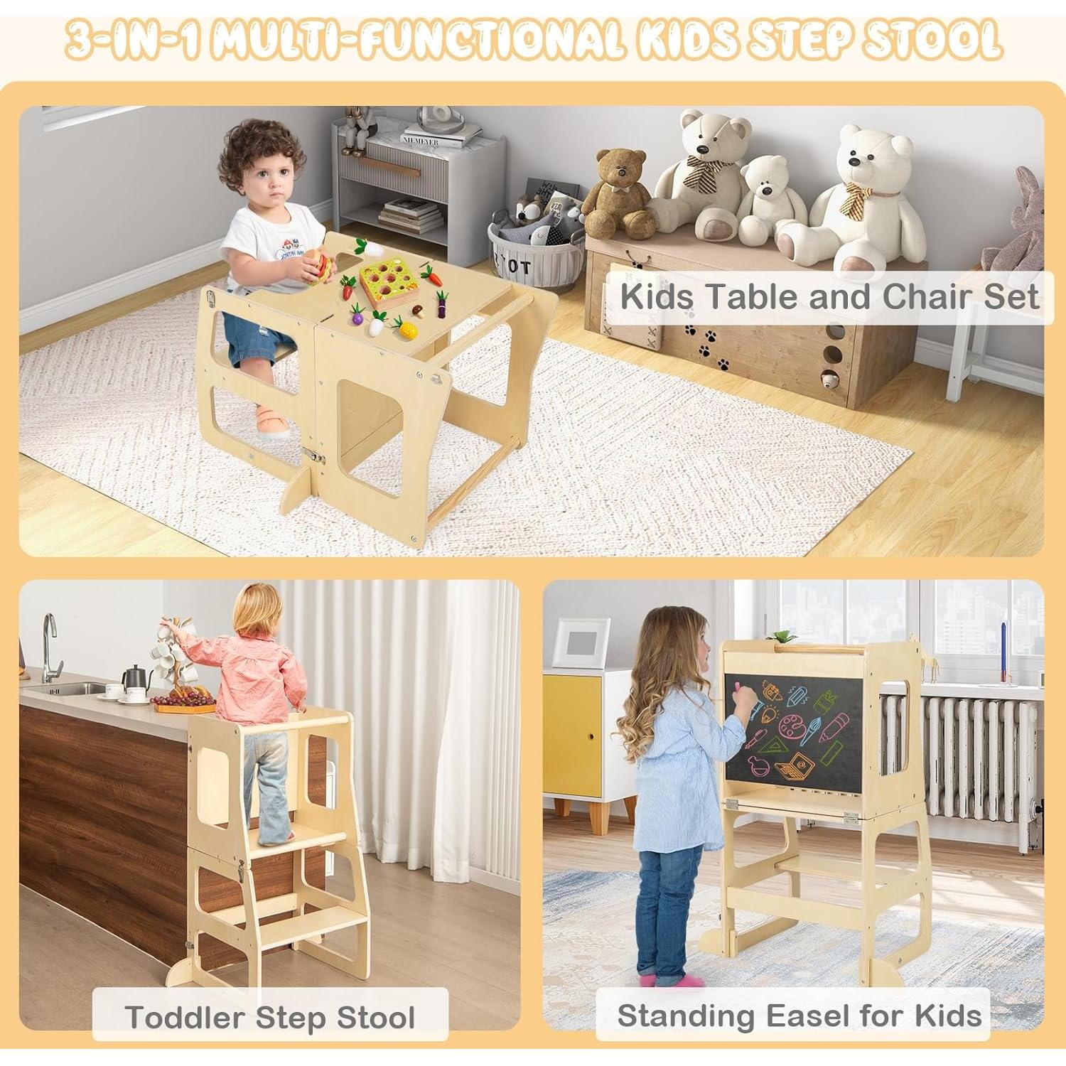 Torre de Aprendizaje Costzon 3 en 1 para Niños Plegable