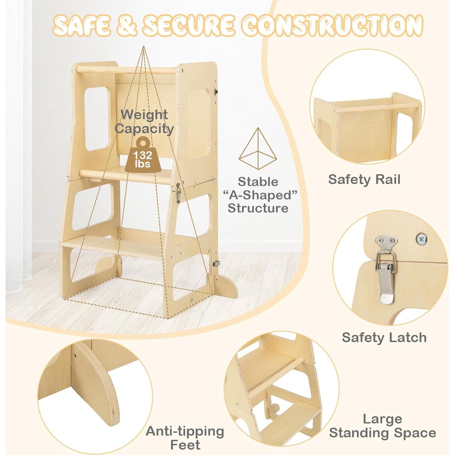 Torre de Aprendizaje Costzon 3 en 1 para Niños Plegable