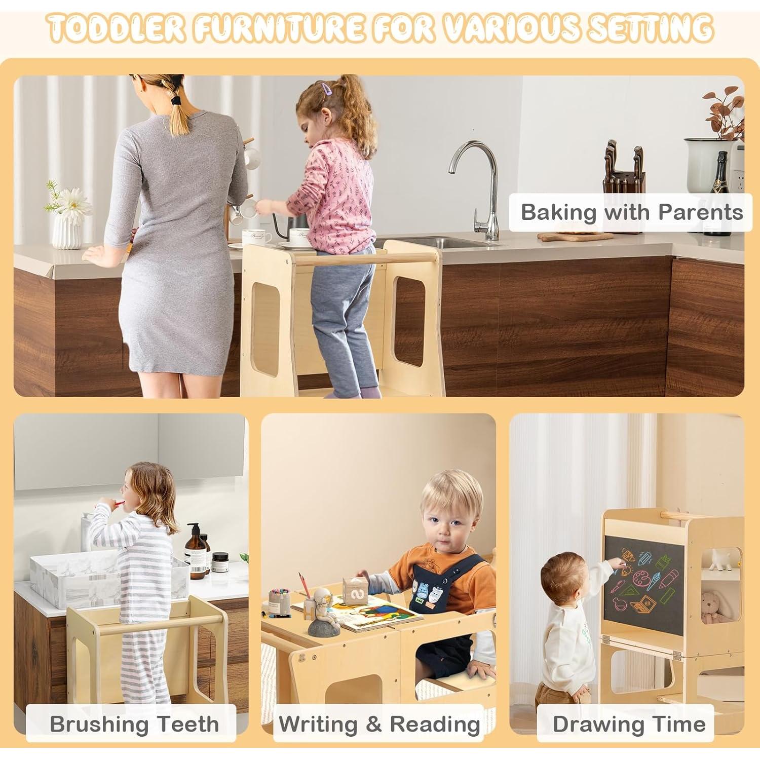 Torre de Aprendizaje Costzon 3 en 1 para Niños Plegable