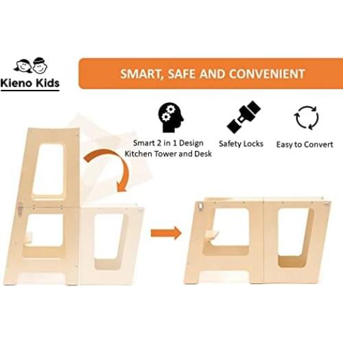 Torre de Cocina Plegable para Niños Kieno Kids - Madera Natural