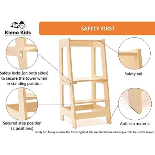 Torre de Cocina Plegable para Niños Kieno Kids - Madera Natural