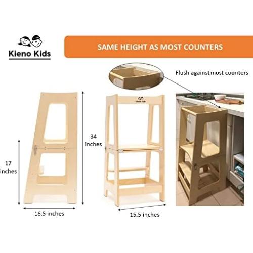 Torre de Cocina Plegable para Niños Kieno Kids - Madera Natural