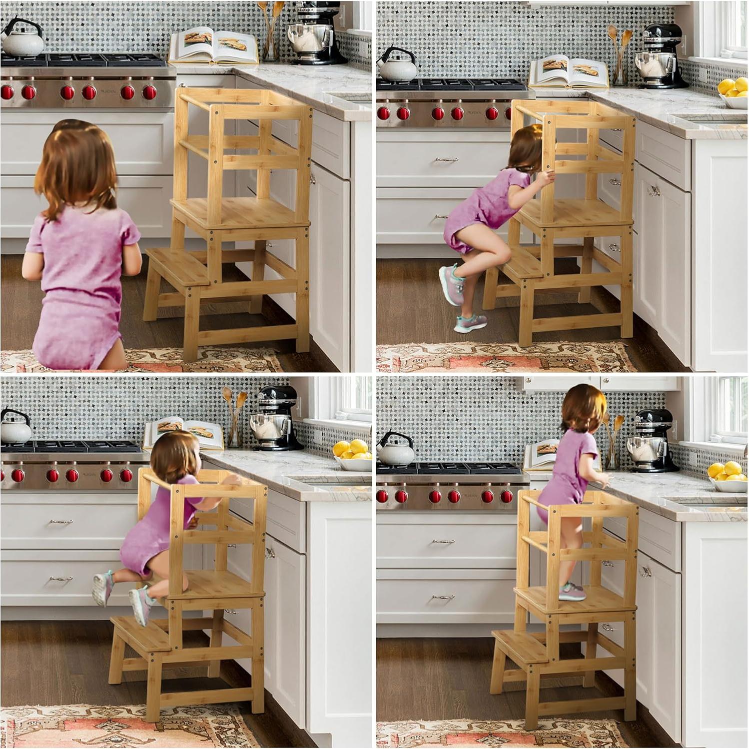Escalera de Cocina para Niños Peekabu Torre Montessori 46x46x83.5cm