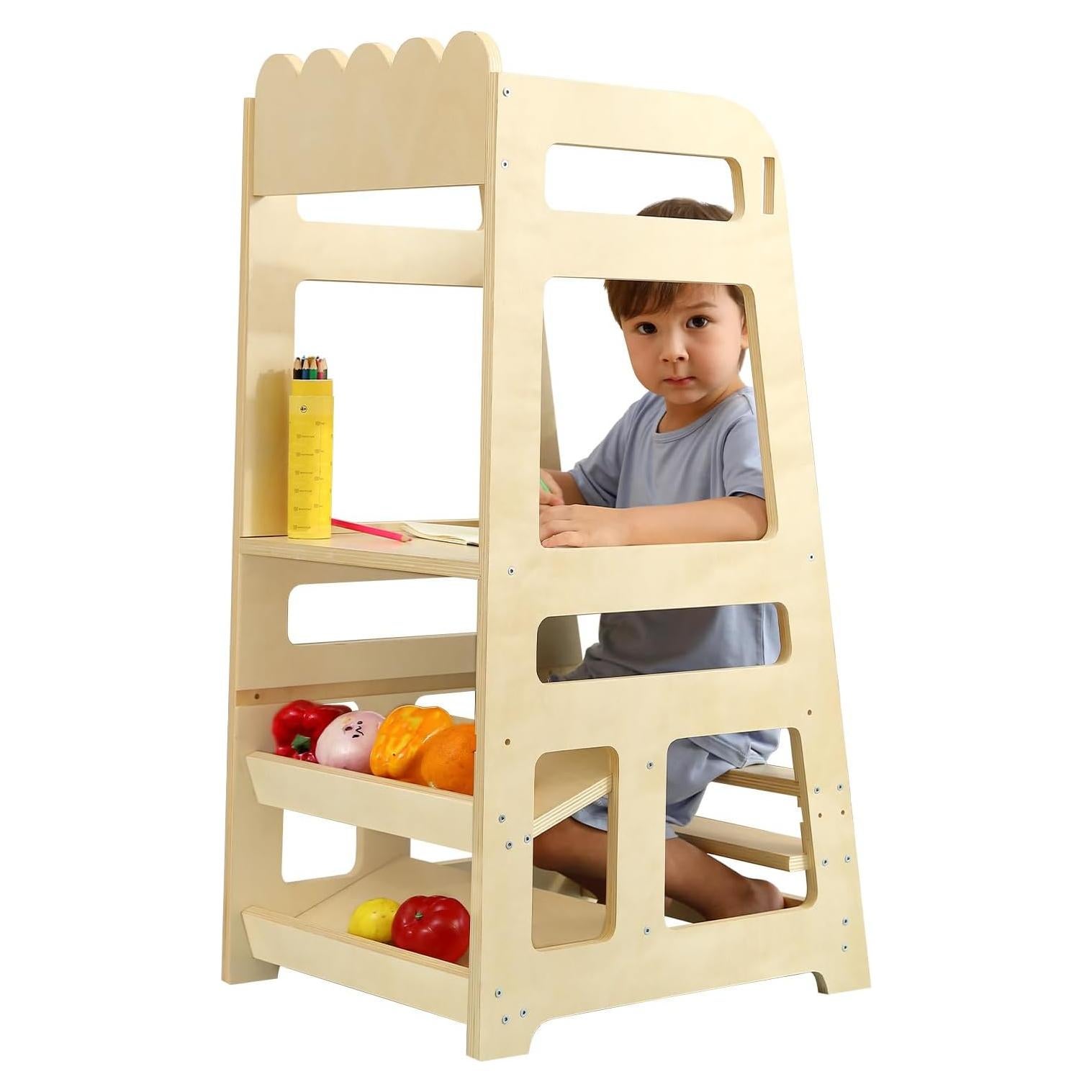 Escalera Montessori Ajustable Lauon para Niños - Madera Natural