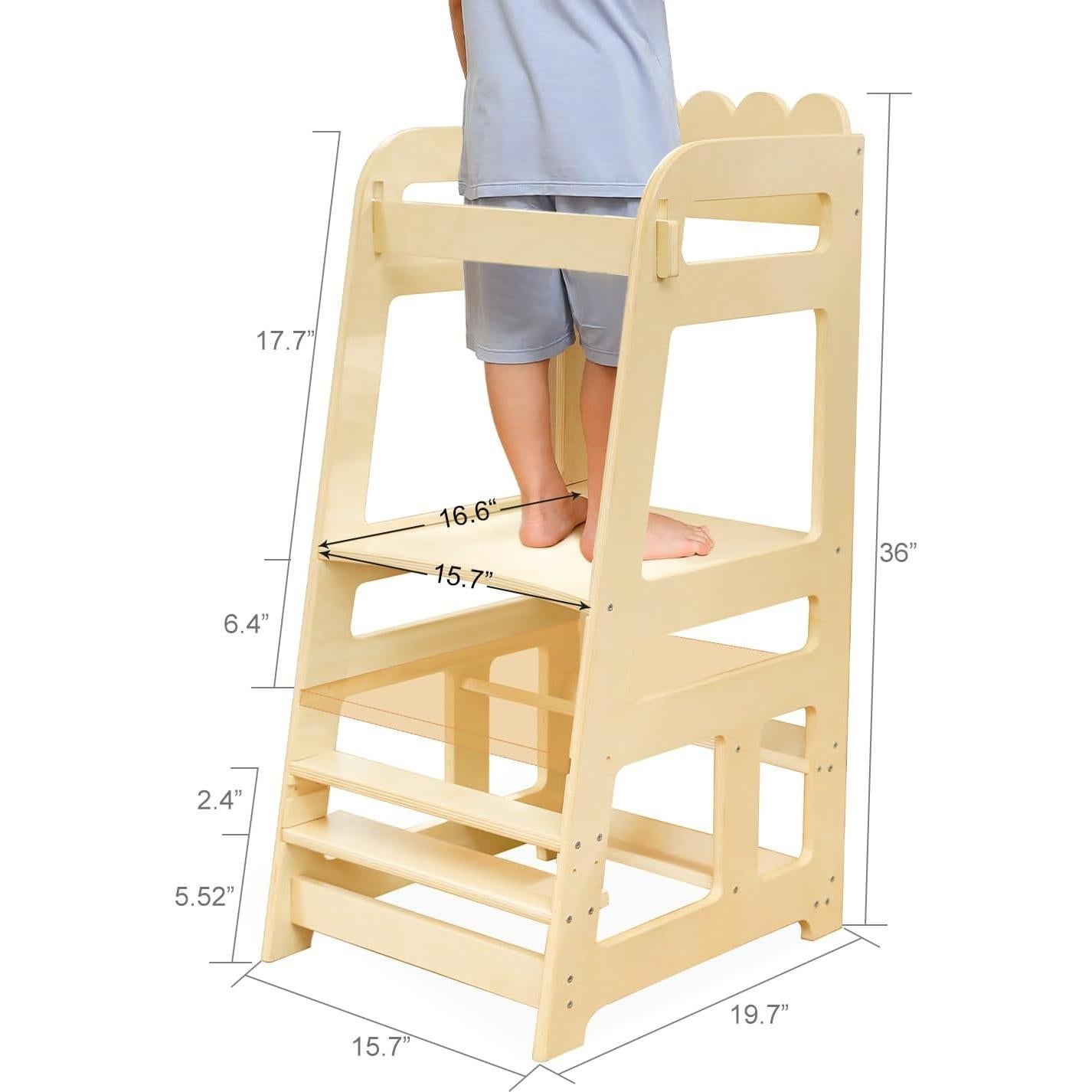 Escalera Montessori Ajustable Lauon para Niños - Madera Natural