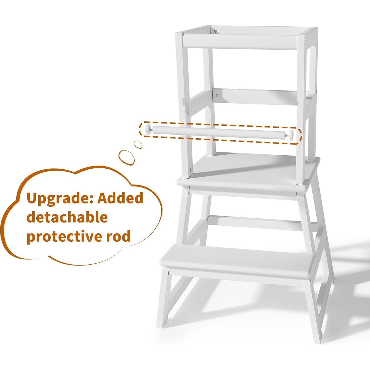 Escalera de cocina Montessori Joylico para niños - Madera blanca