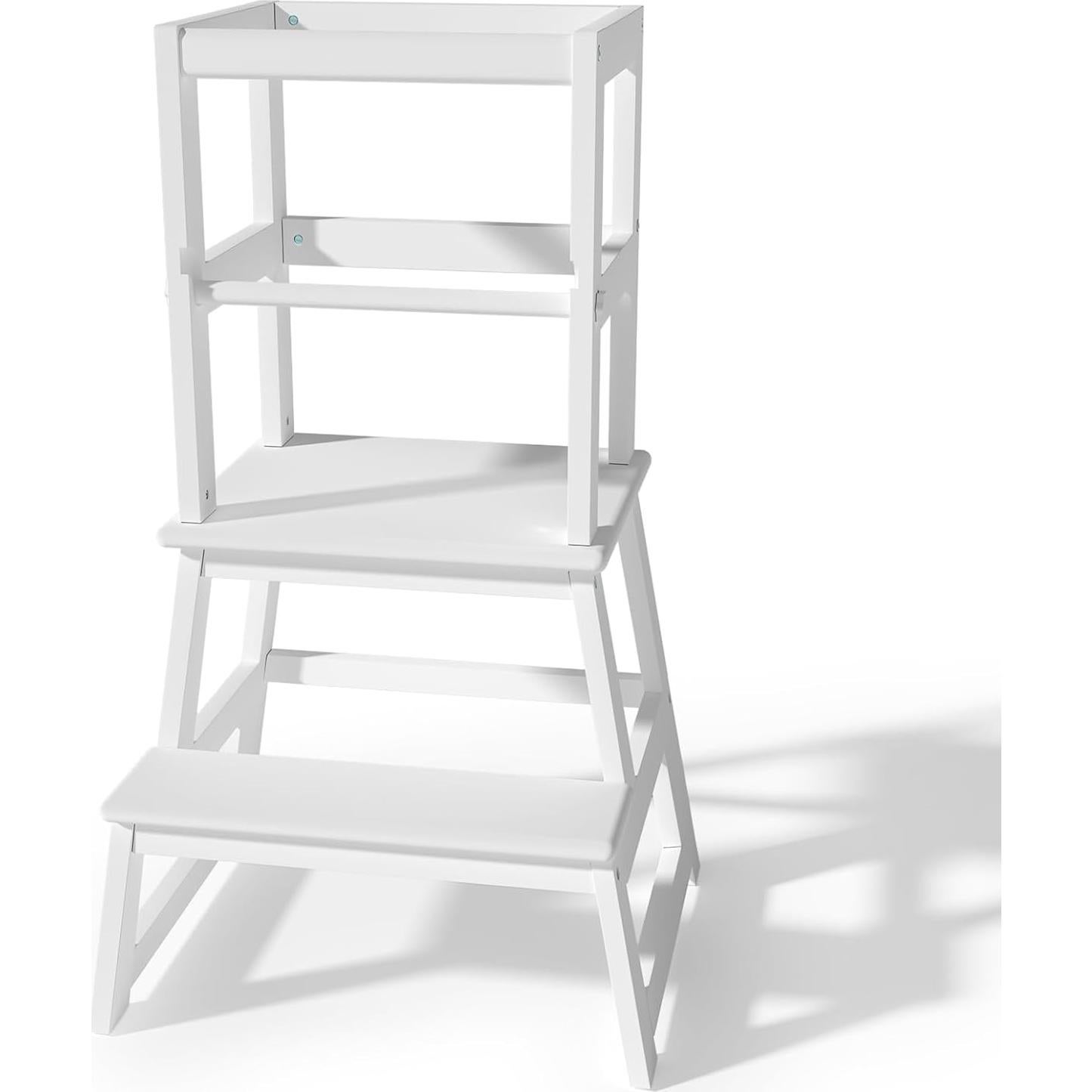 Escalera de cocina Montessori Joylico para niños - Madera blanca