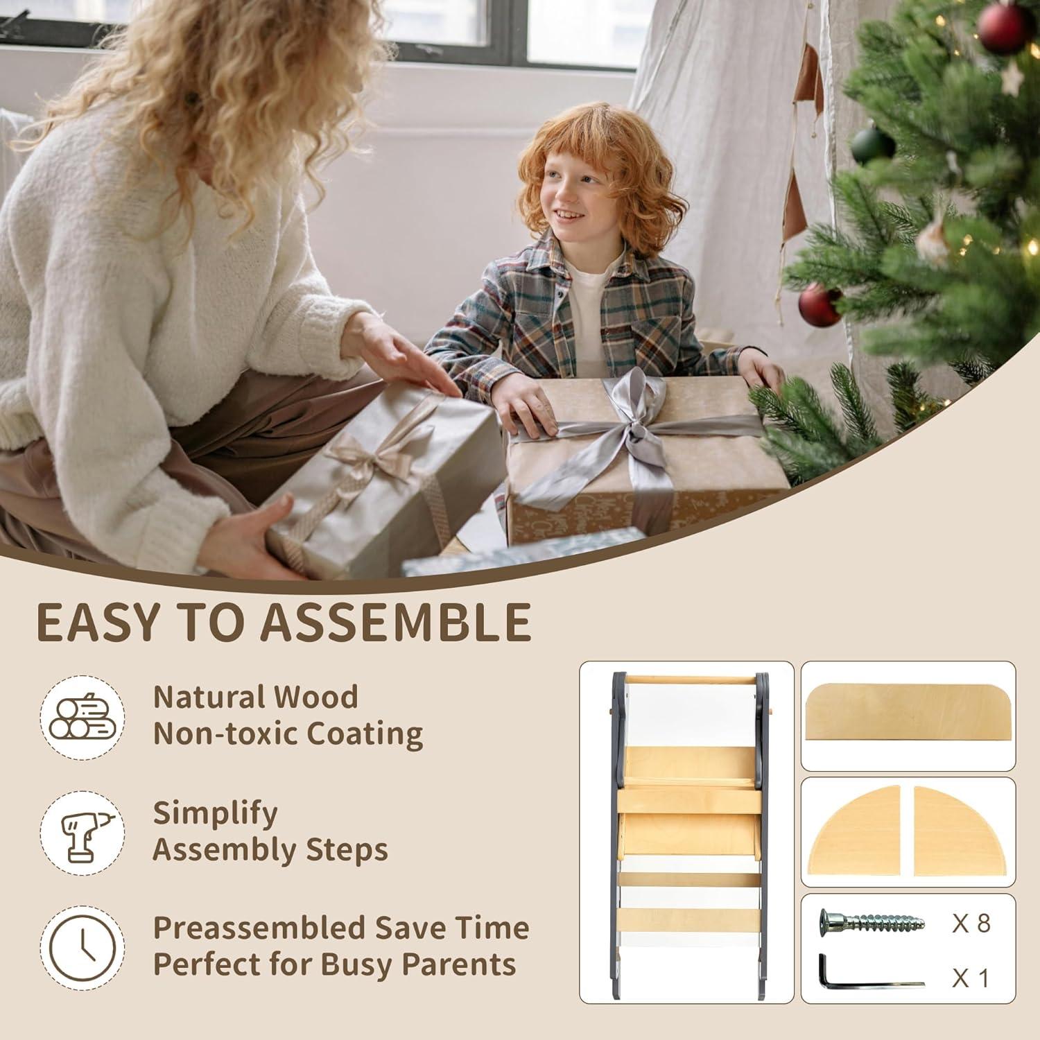 Torre Plegable Montessori TDKDHoming para Niños 3 Alturas Ajustables