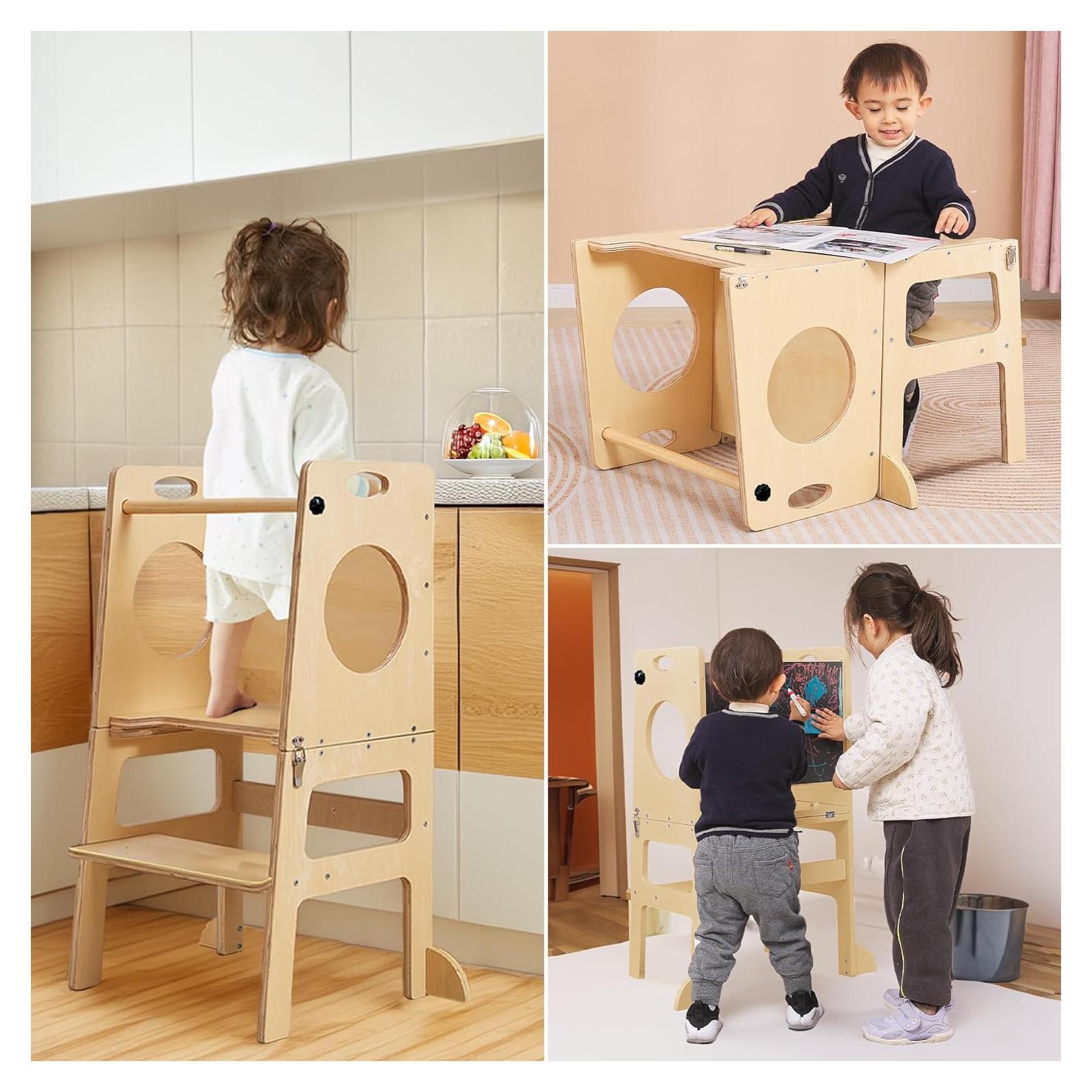 Torre Ayudante Plegable SHWWQUE para Niños Natural 87cm
