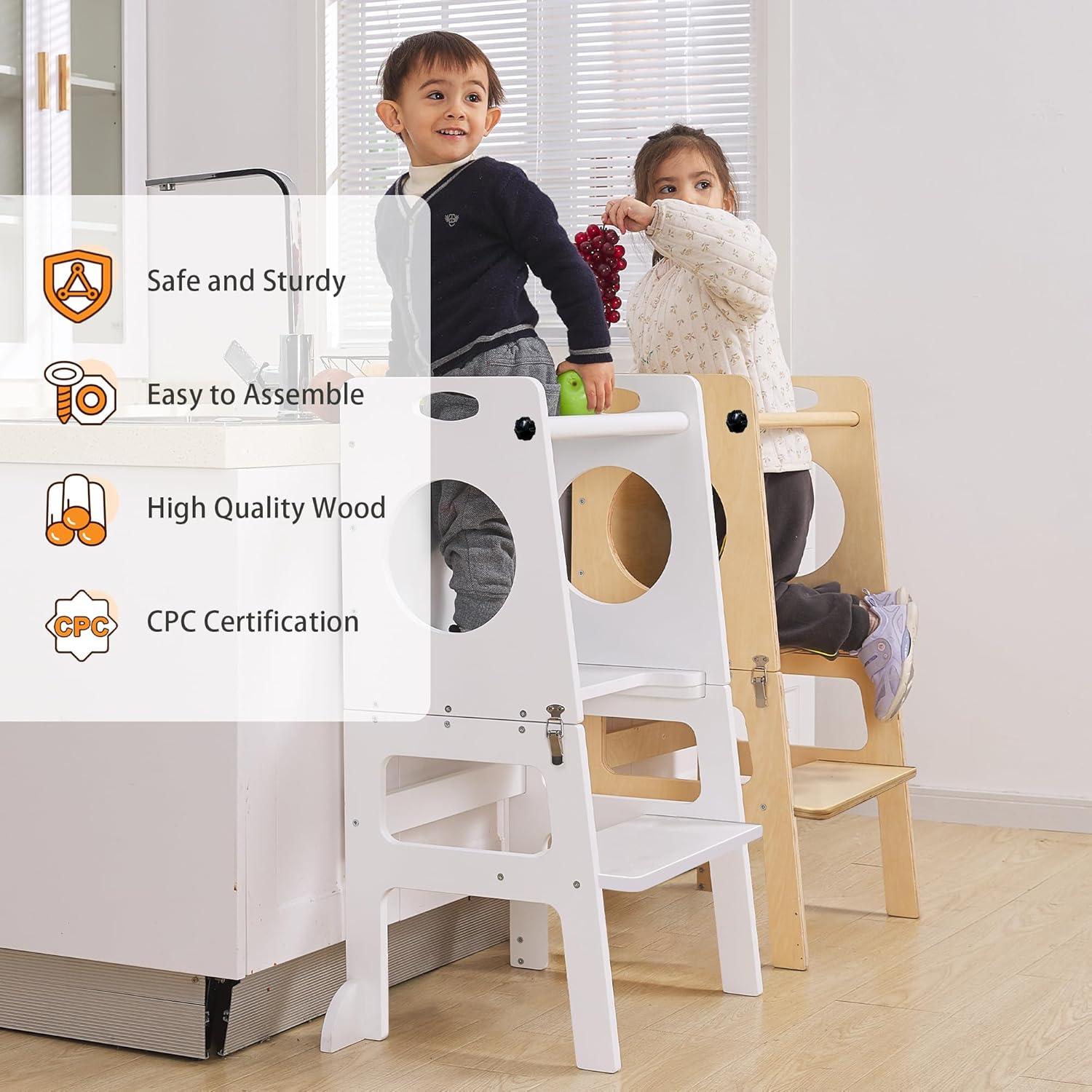 Torre Ayudante Plegable SHWWQUE para Niños Natural 87cm