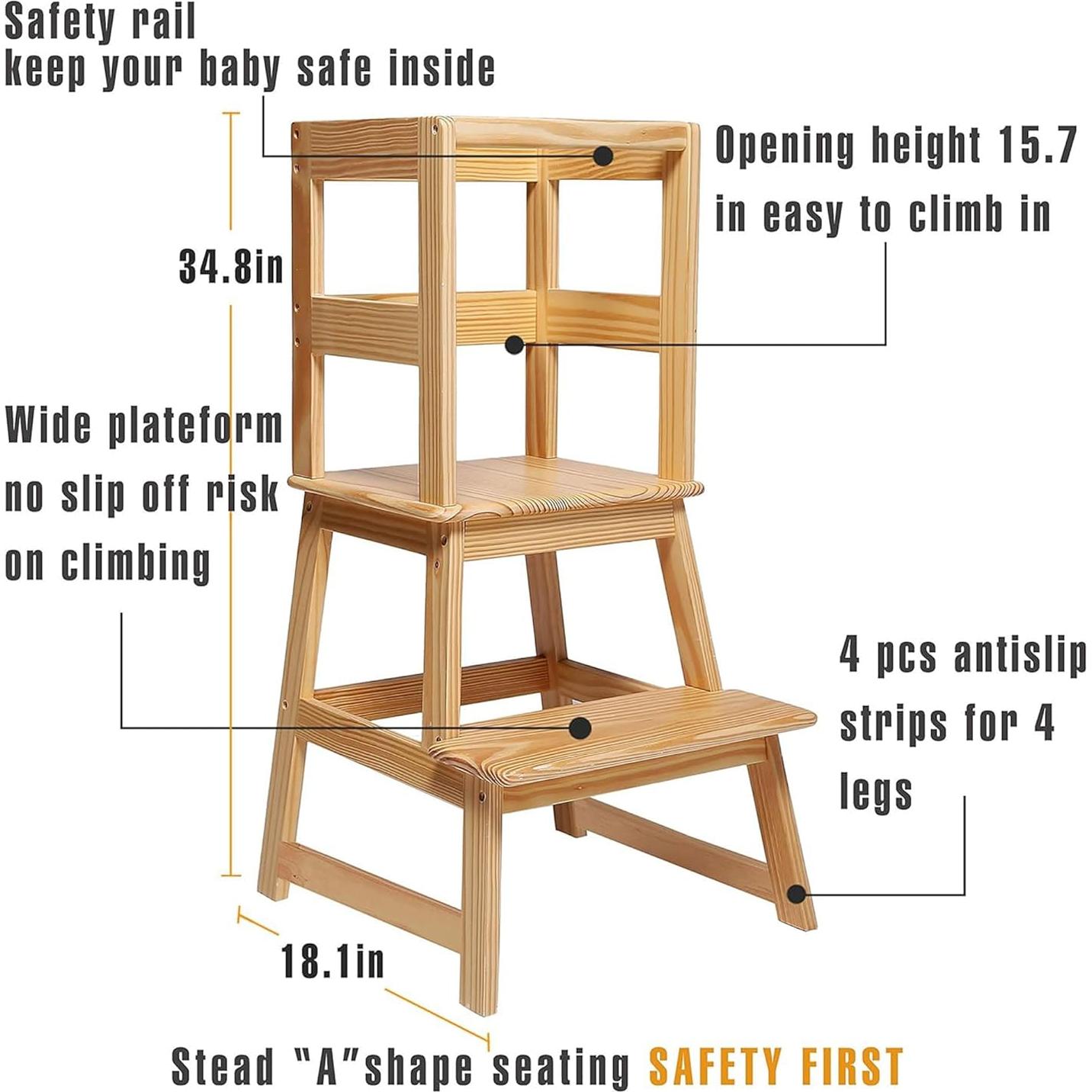 Escalera de Cocina para Niños SDADI Natural con Barandilla