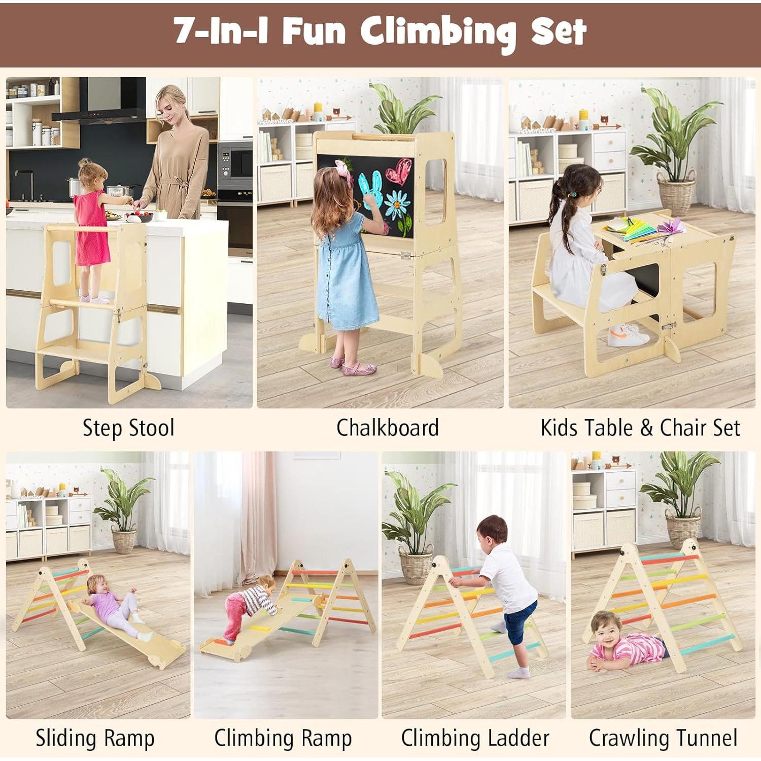 HONEY JOY 7 en 1 Juguetes de Escalada para Niños Colorido