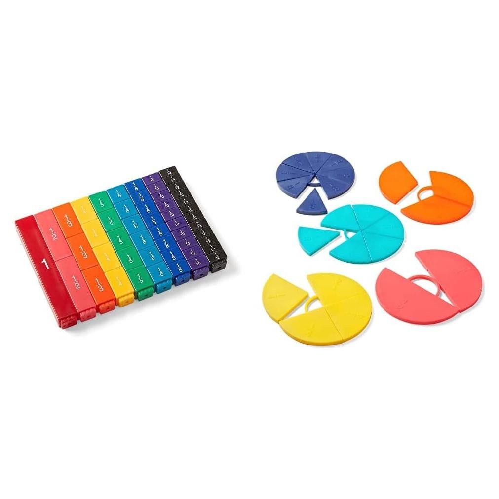 Cubos y Círculos de Fracción Hand2mind - 56 Piezas Montessori