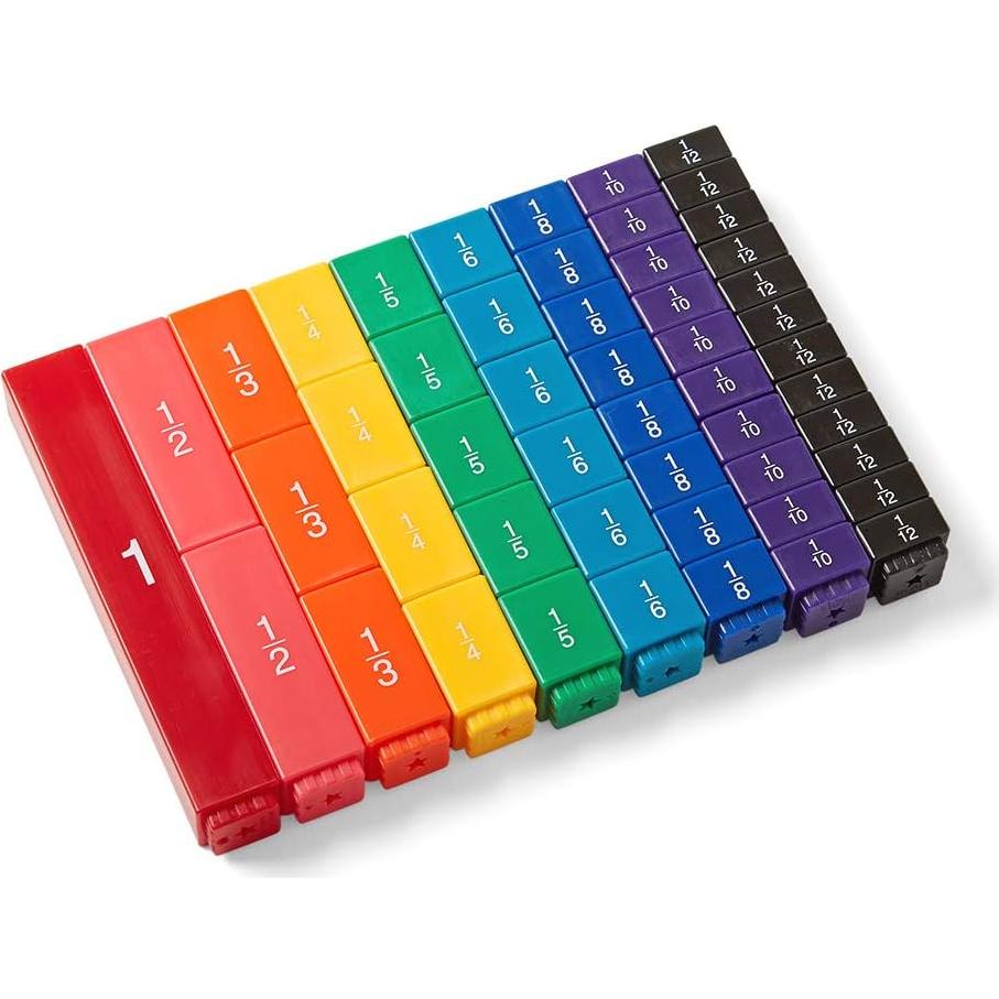 Cubos y Círculos de Fracción Hand2mind - 56 Piezas Montessori