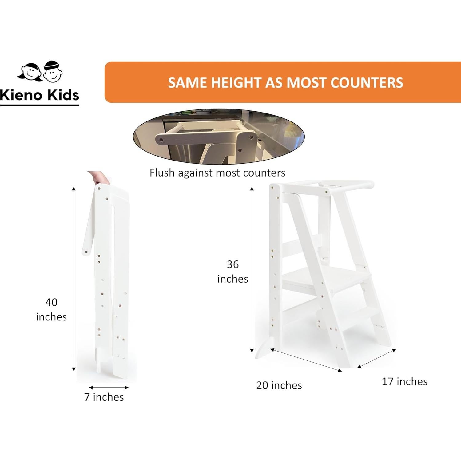 Taburete Plegable para Niños Kieno Kids Blanco - Torre Montessori
