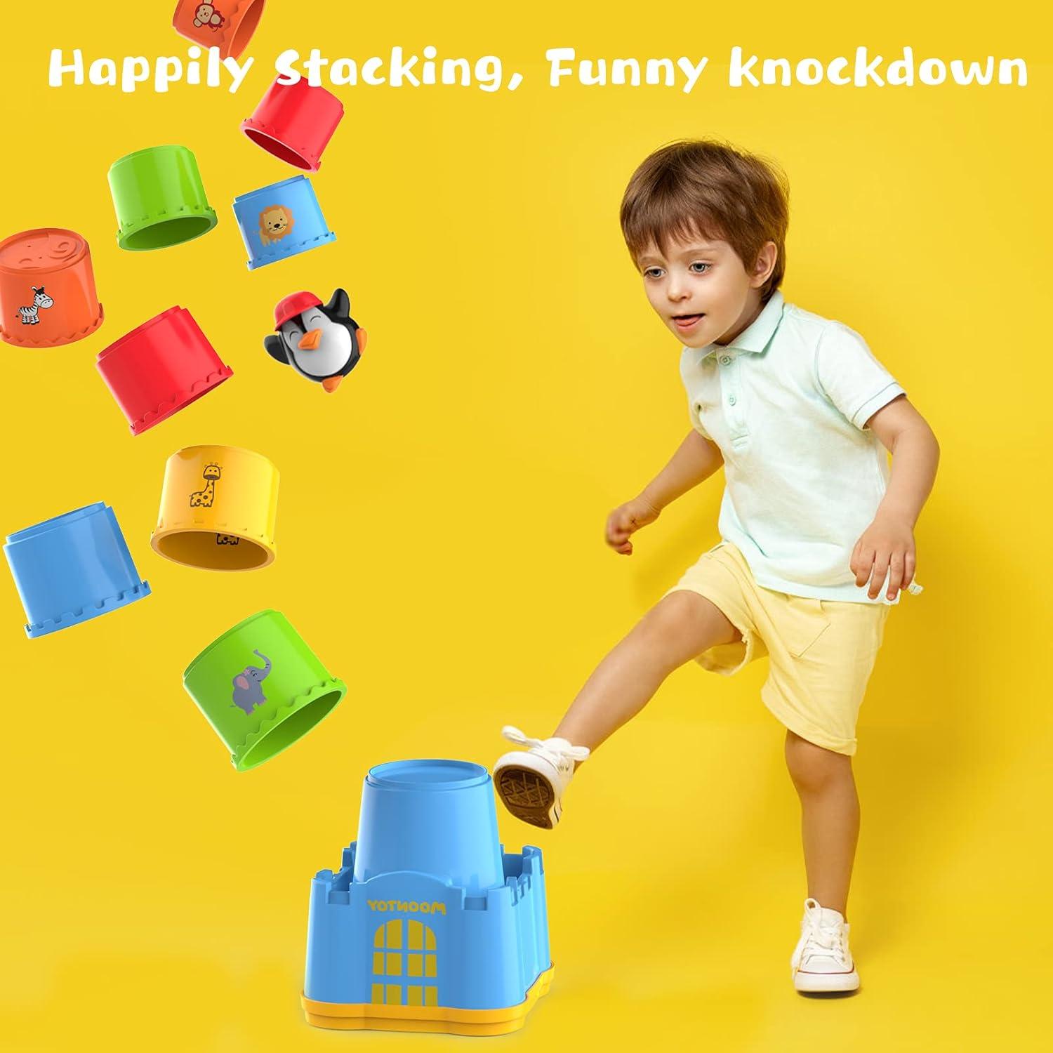 Juego de Tazas Apilables MOONTOY 19 Piezas para Bebés 1-3 Años