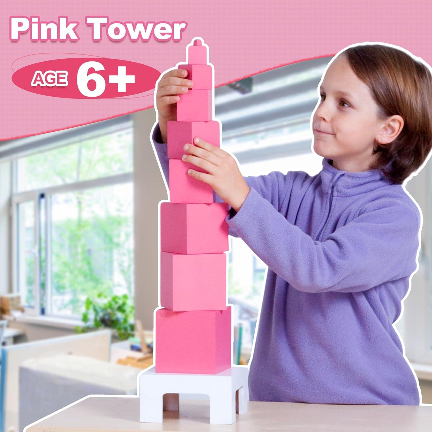 Torre Rosa Montessori Outlet para Niños 3-6 Años - Juguete Educativo
