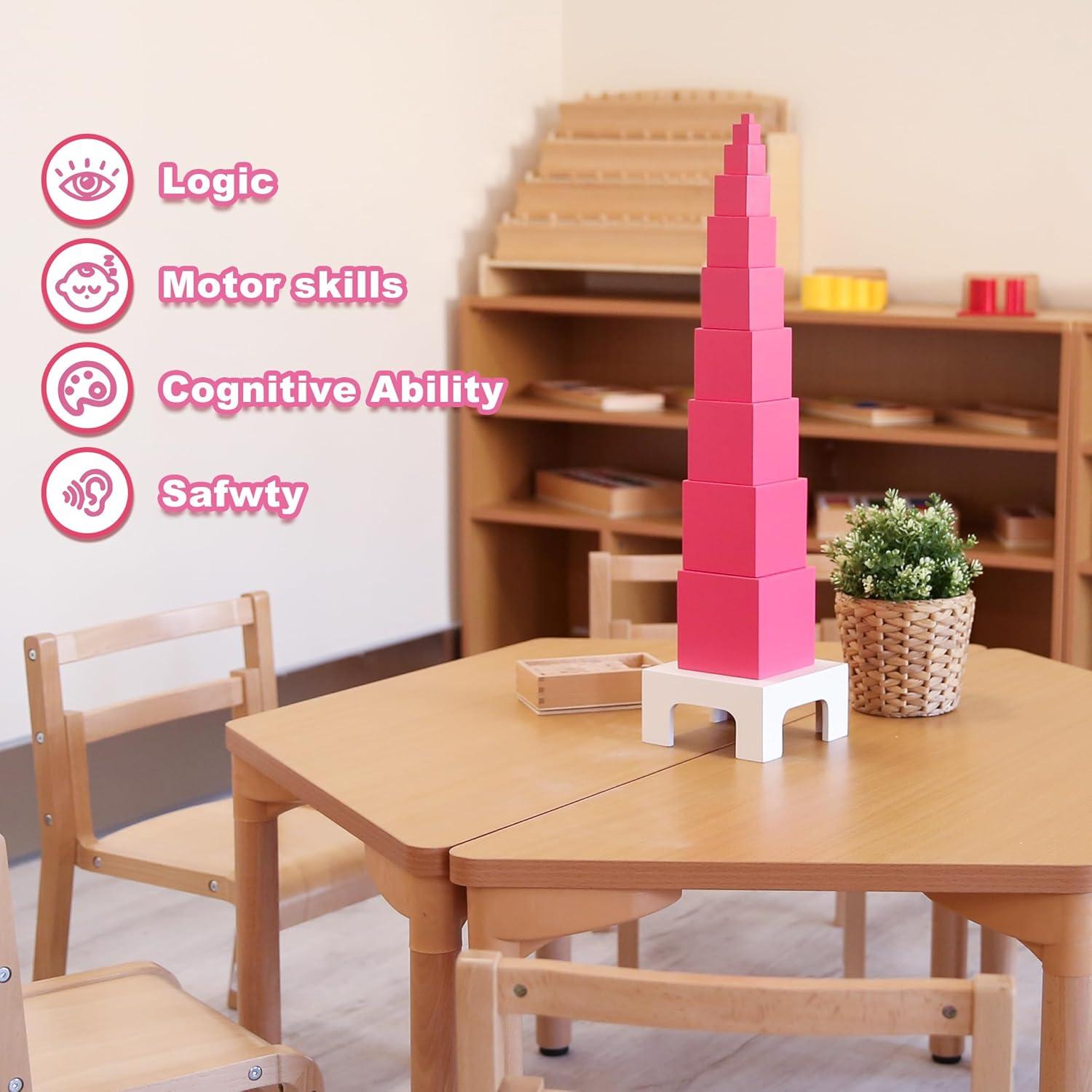 Torre Rosa Montessori Outlet para Niños 3-6 Años - Juguete Educativo
