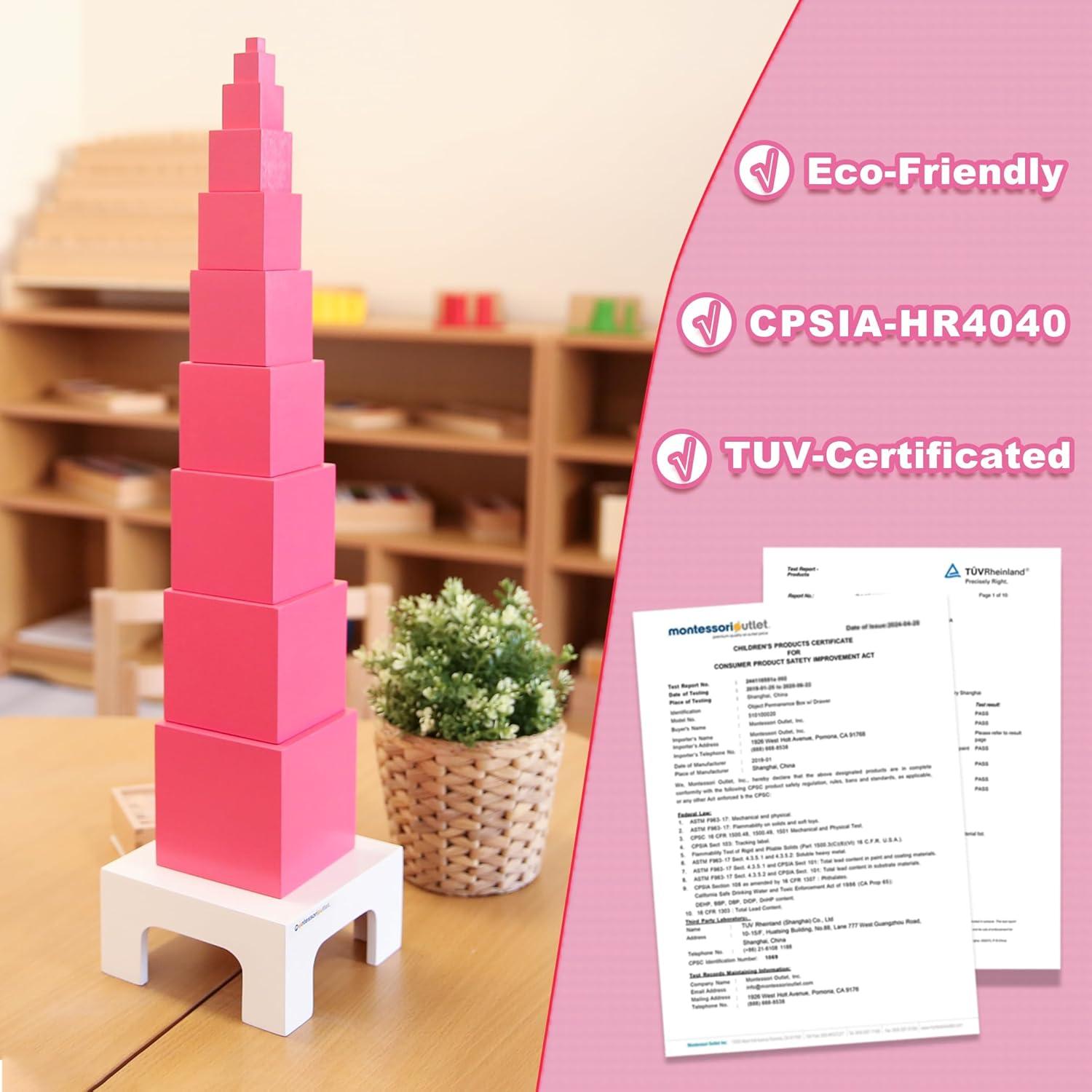 Torre Rosa Montessori Outlet para Niños 3-6 Años - Juguete Educativo