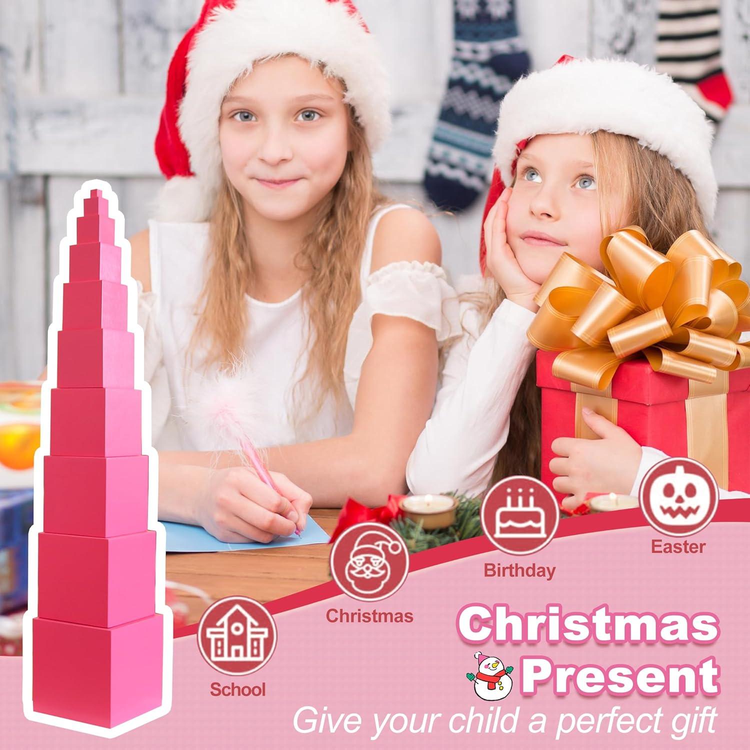 Torre Rosa Montessori Outlet para Niños 3-6 Años - Juguete Educativo