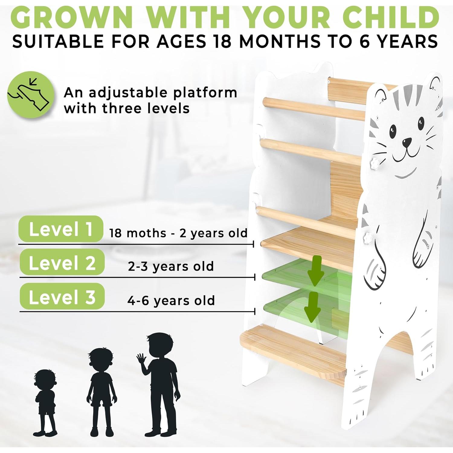 Torre Montessori para Niños SHANDRA Ajustable 3 Alturas 18m-6a