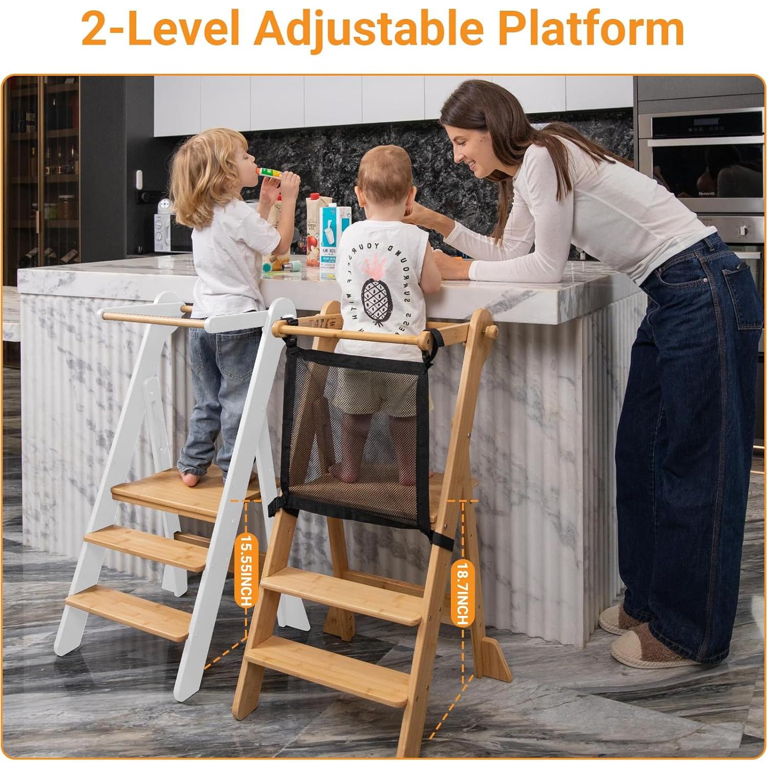 Torre de Aprendizaje Plegable COSYLAND - Taburete Ajustable para Niños