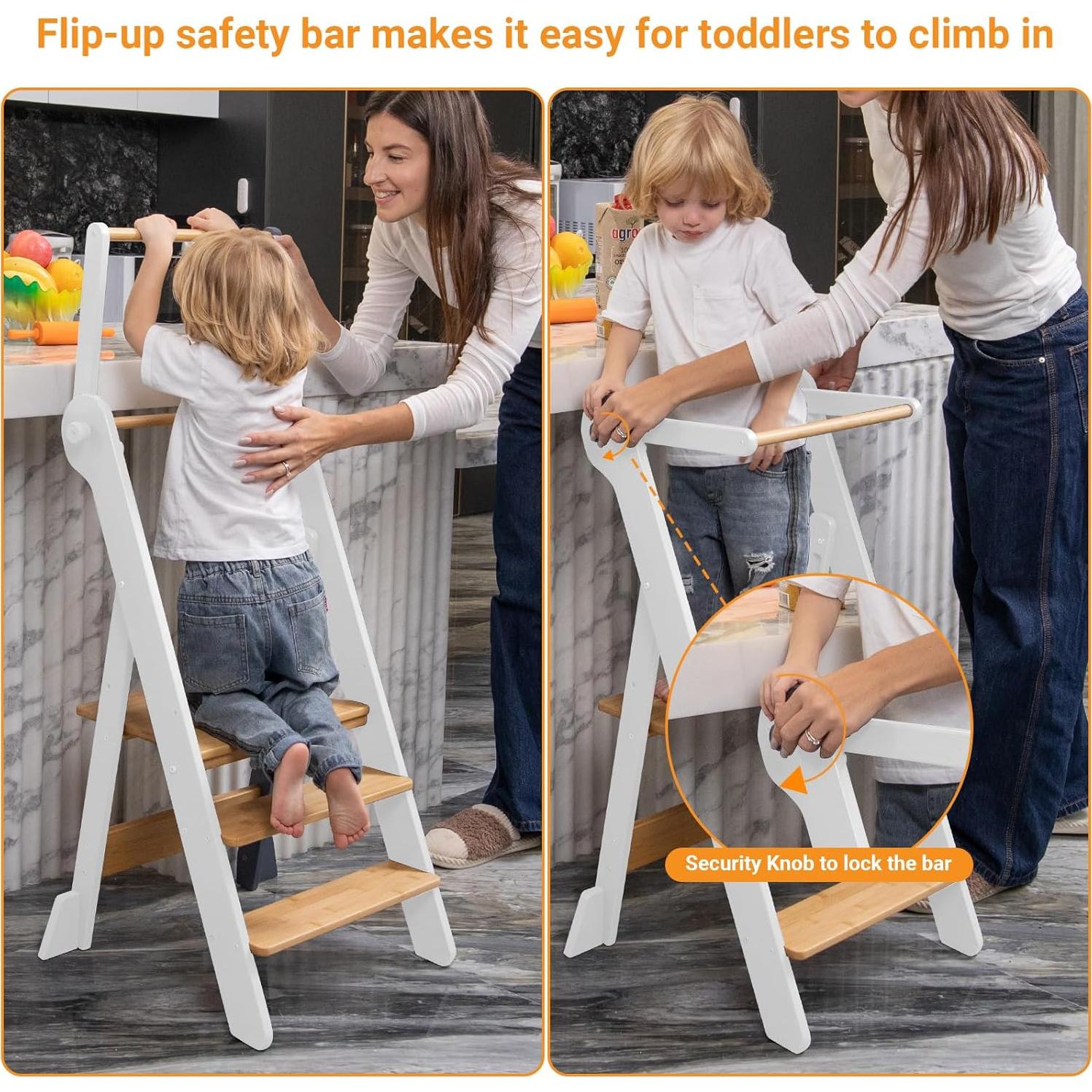 Torre de Aprendizaje Plegable COSYLAND - Taburete Ajustable para Niños