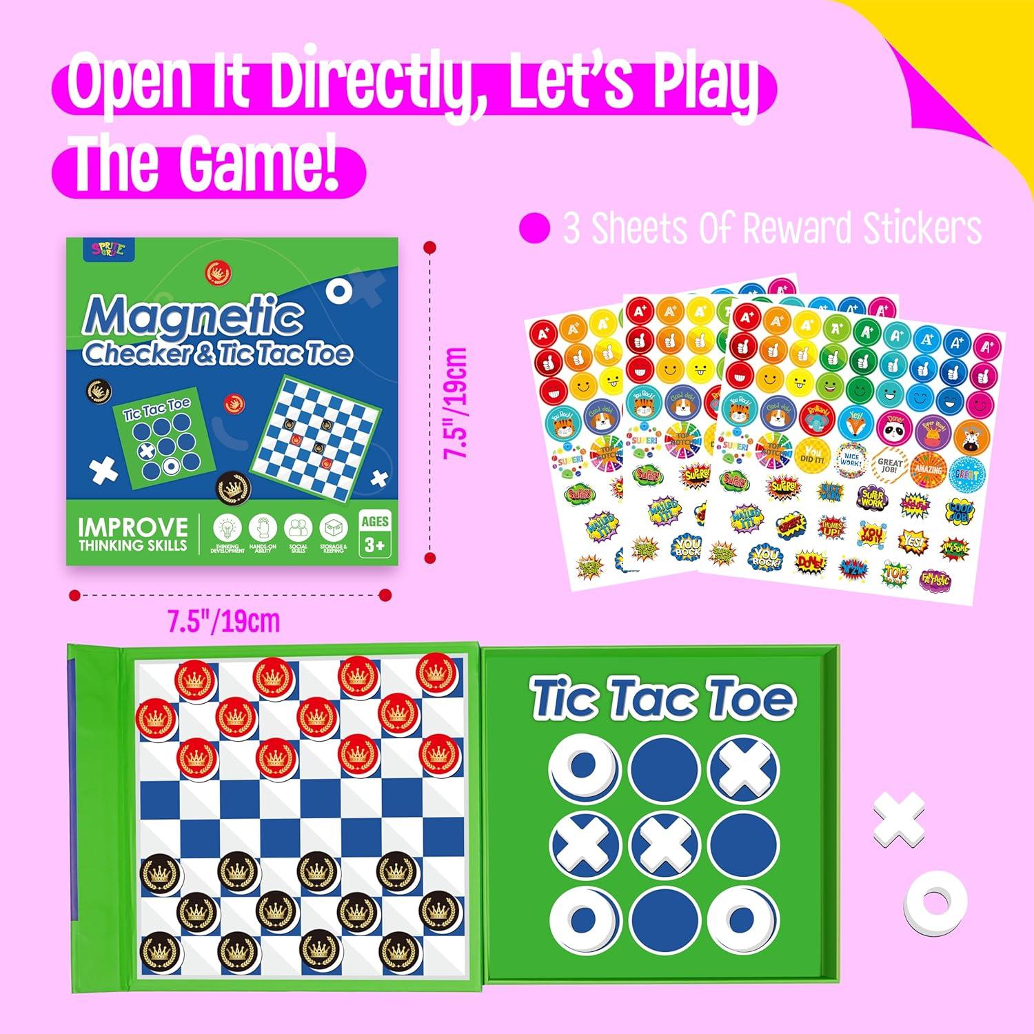 Juego de Damas y Tres en Raya Magnético SpriteGru 19cm