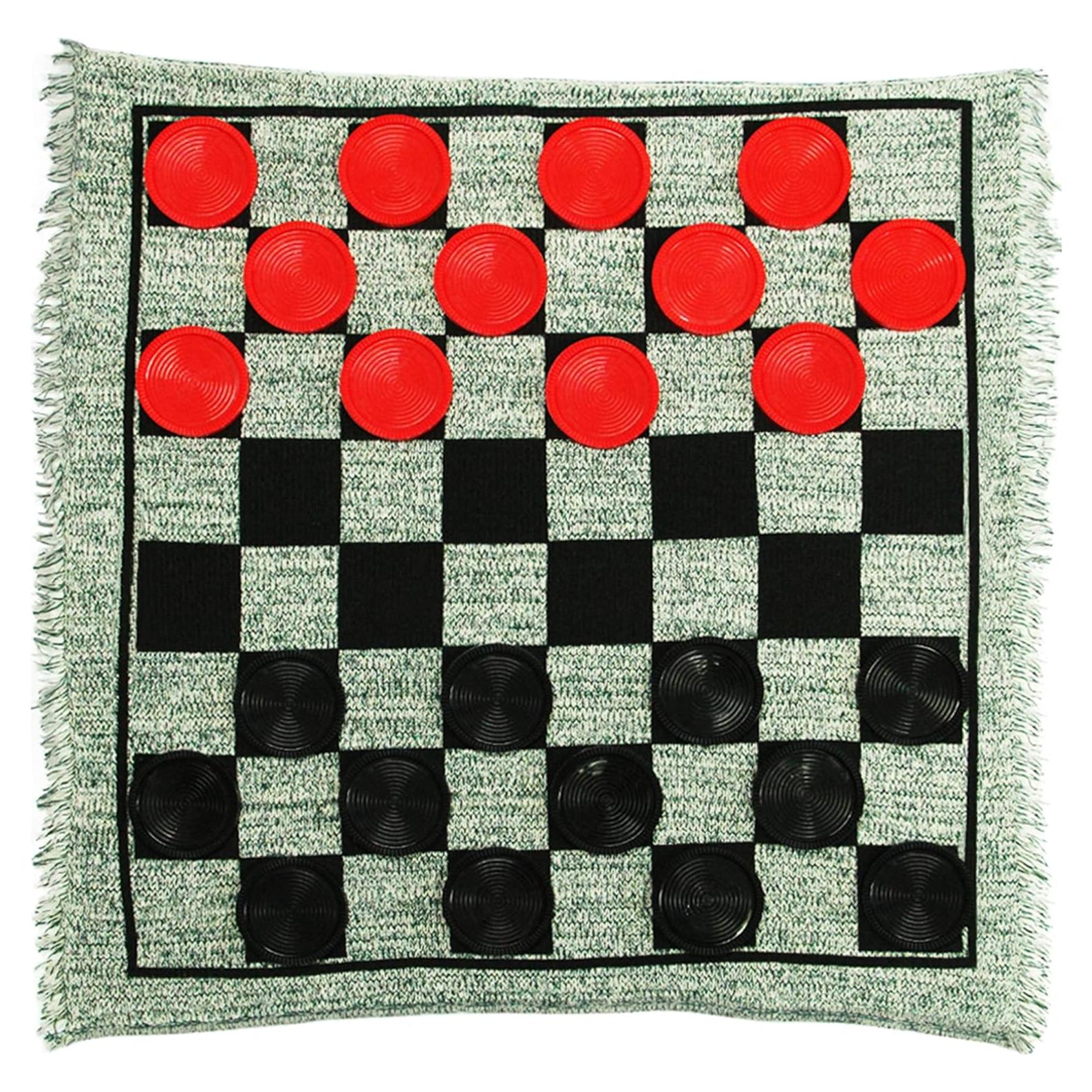 Juego de Damas Gigante Lulu Home 3-en-1 con Alfombra Reversible