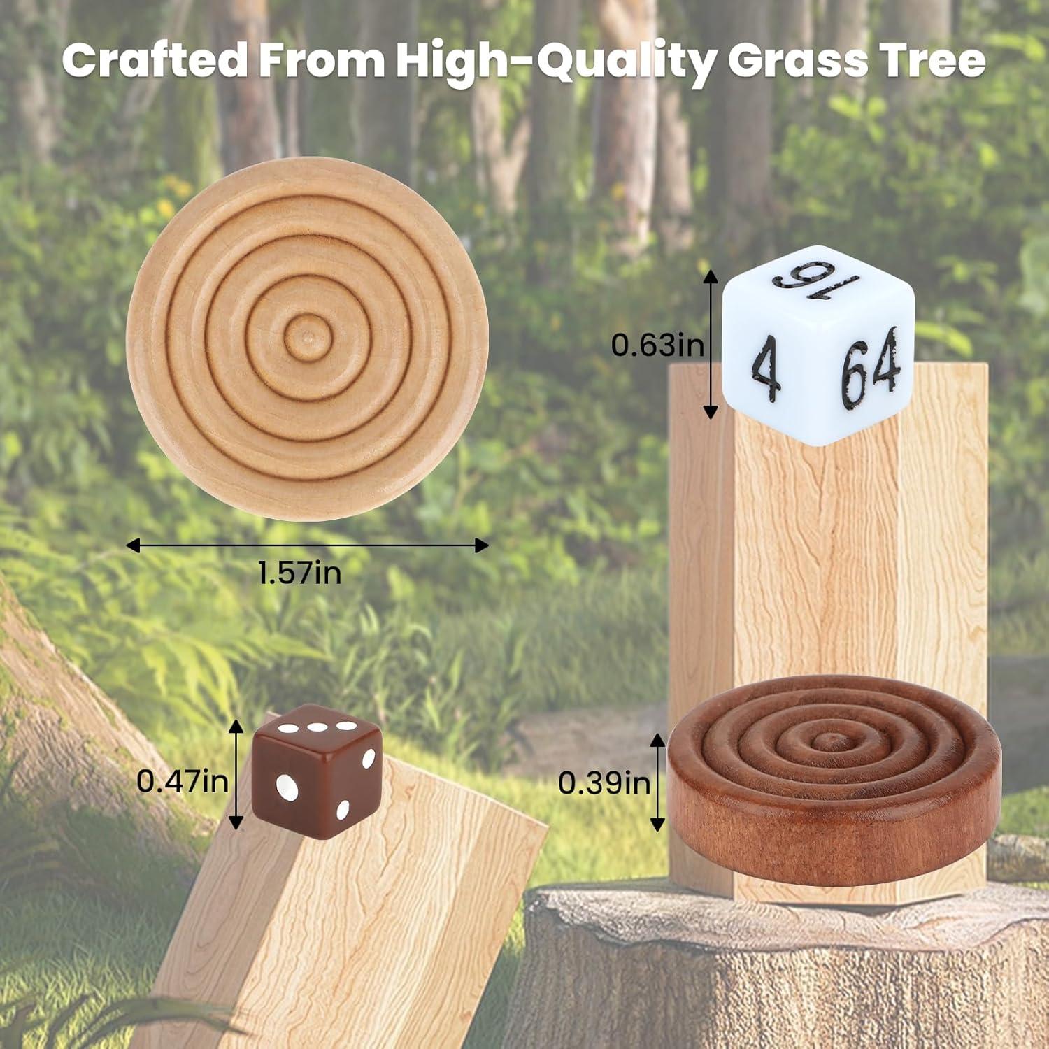 Piezas de Damas de Madera QuadPro - 30 Piezas y 5 Dados