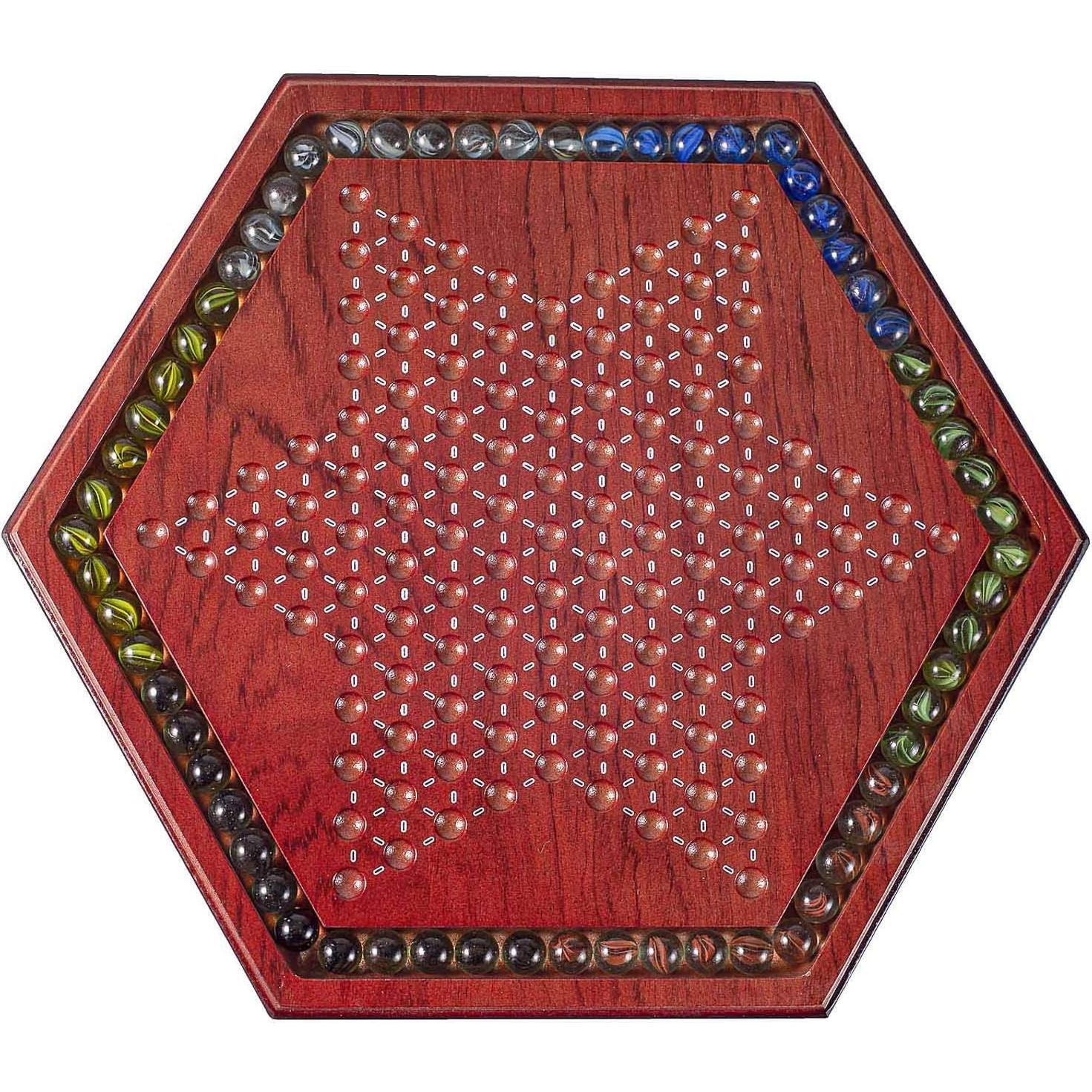 Juego de Damas Chinas de Madera AMEROUS 34.5 cm con 60 Canicas