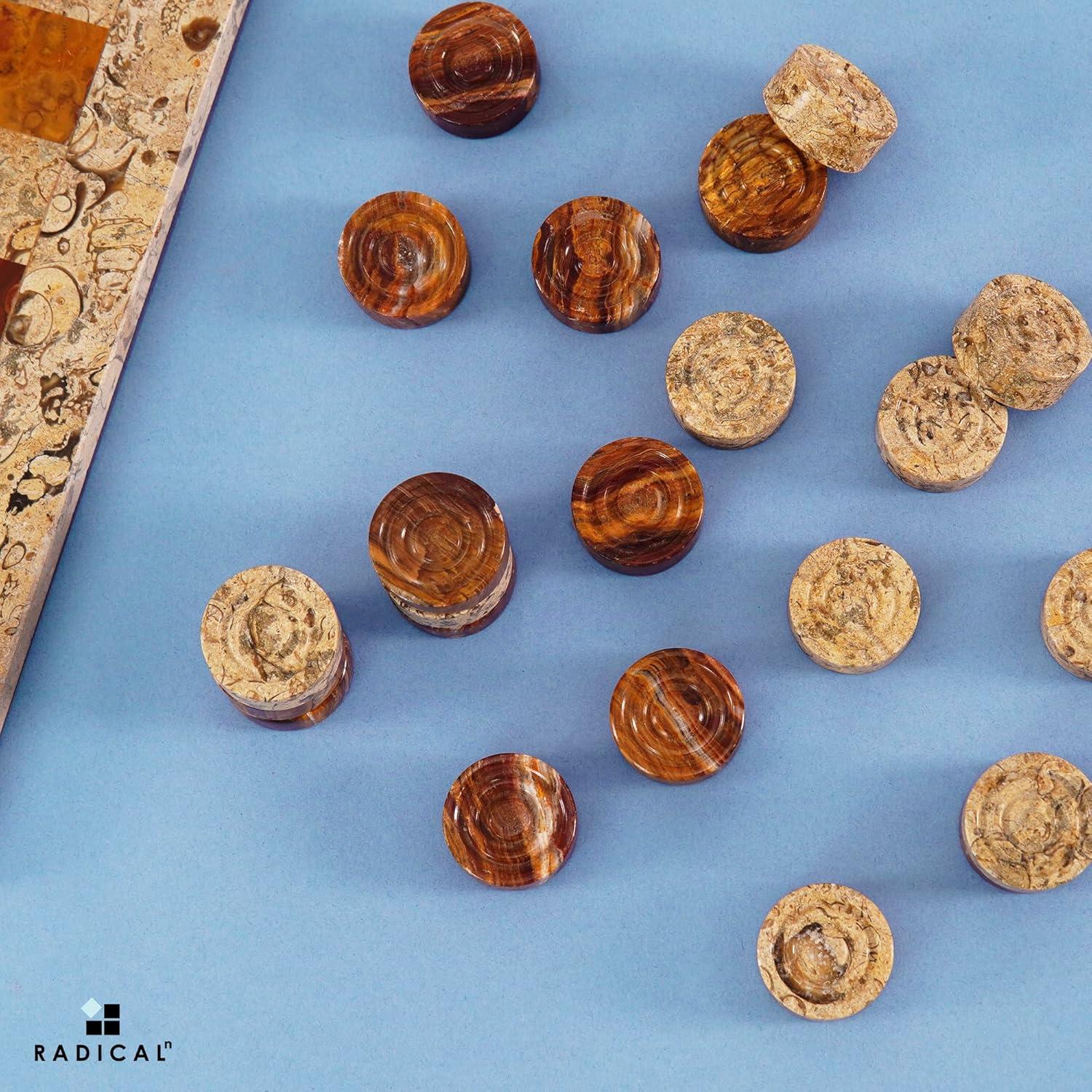 Juego de Damas de Mármol Radicaln 32 Piezas Rojas y Coral