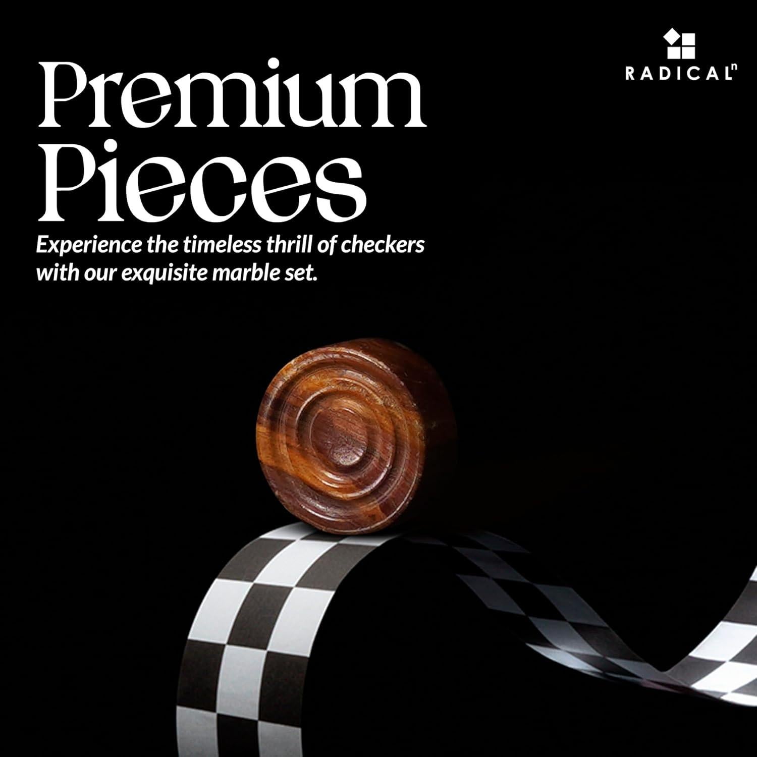 Juego de Damas de Mármol Radicaln 32 Piezas Rojas y Coral