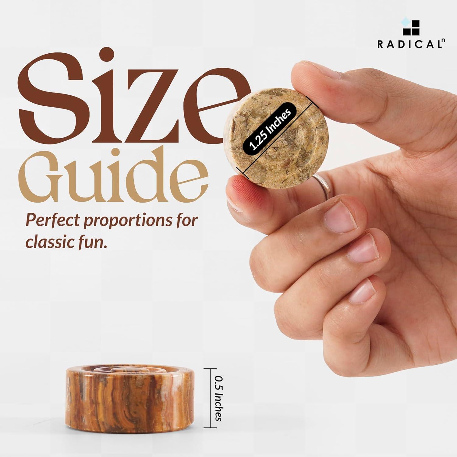 Juego de Damas de Mármol Radicaln 32 Piezas Rojas y Coral