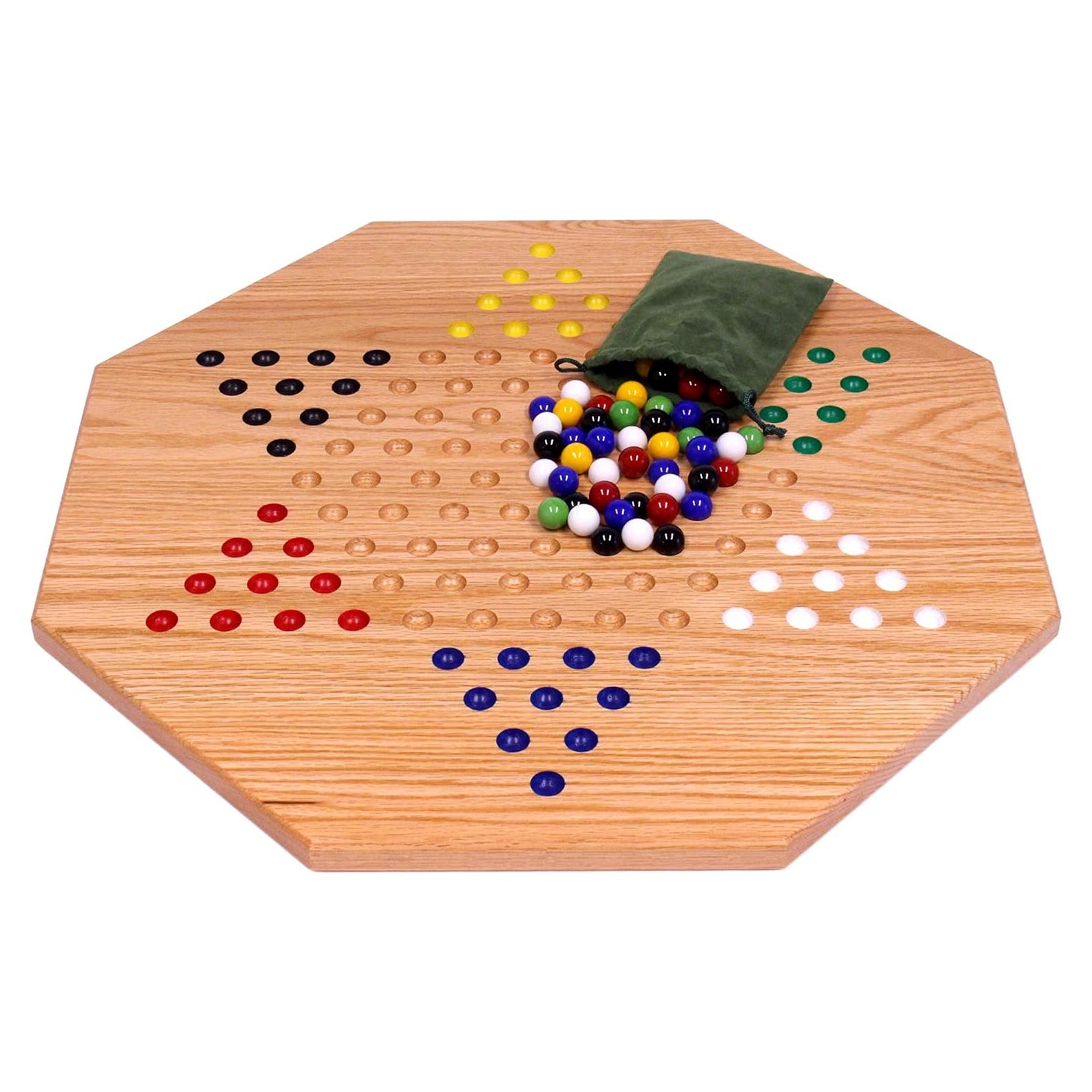 Juego de Mesa Damas Chinas Madera Roble AmishToyBox 48 cm
