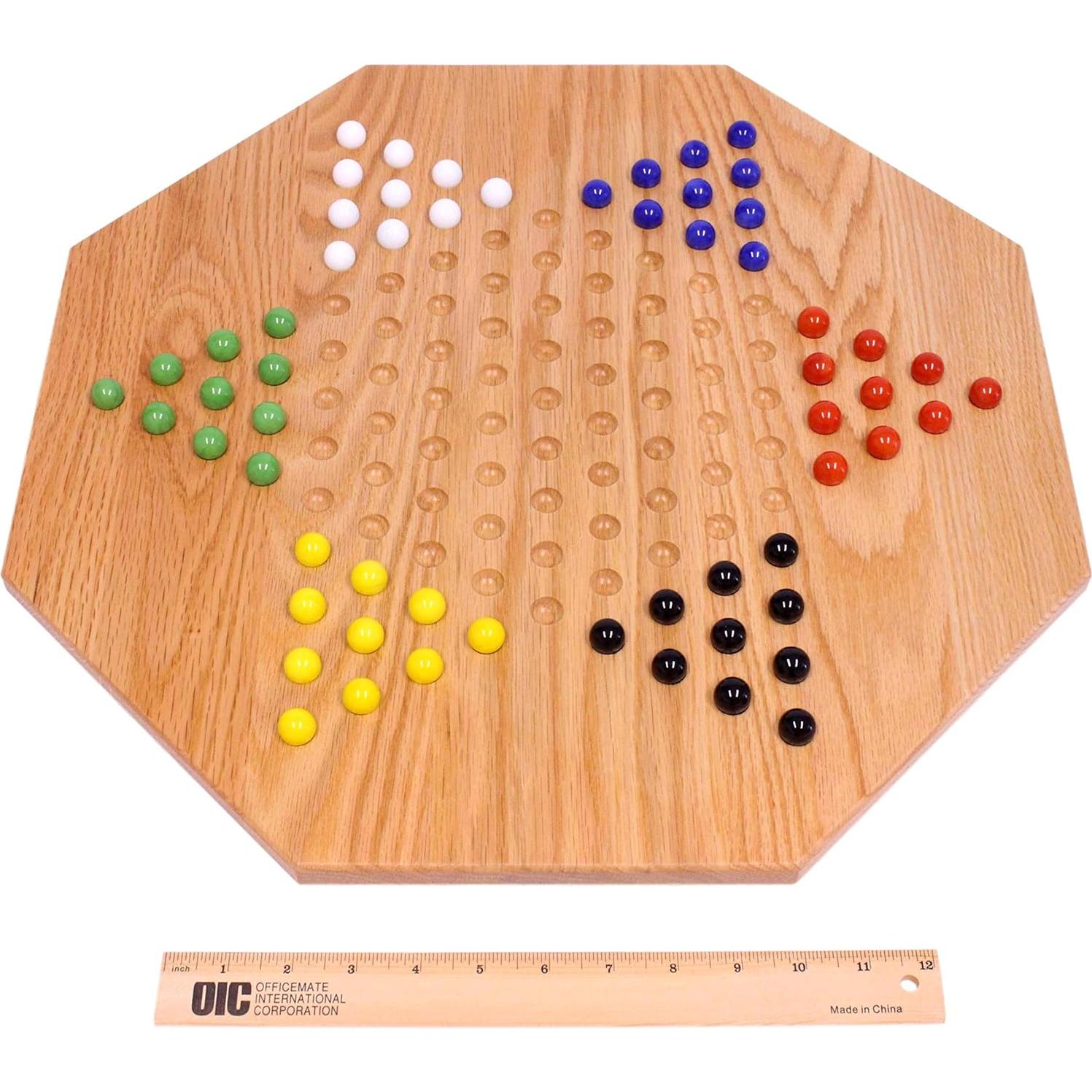 Juego de Mesa Damas Chinas Madera Roble AmishToyBox 48 cm