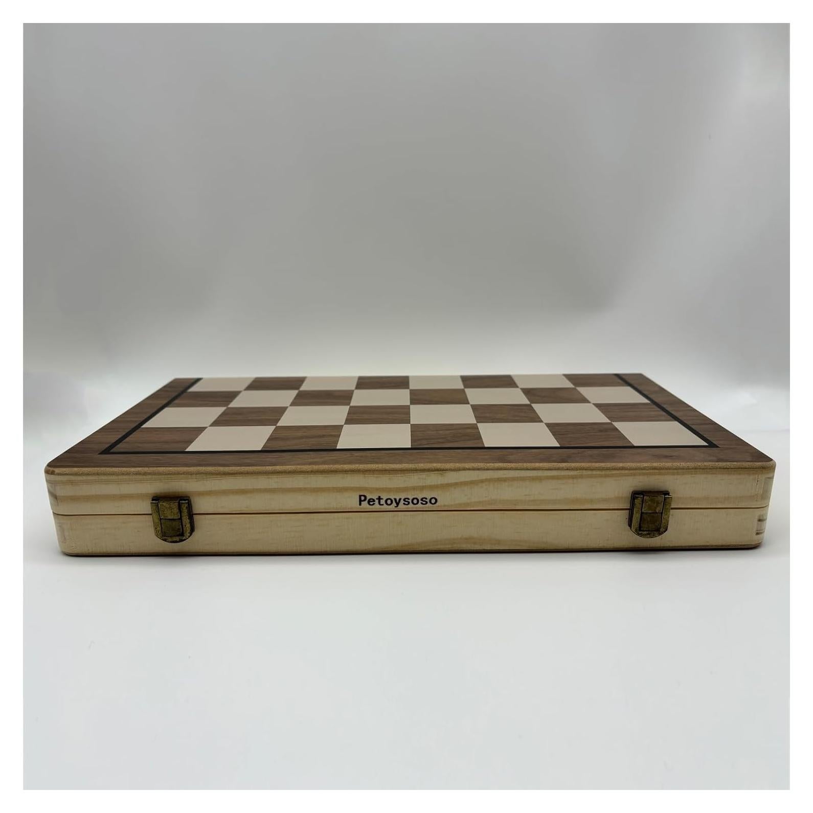 Juego de Ajedrez y Damas de Madera Petoysoso 38x25cm