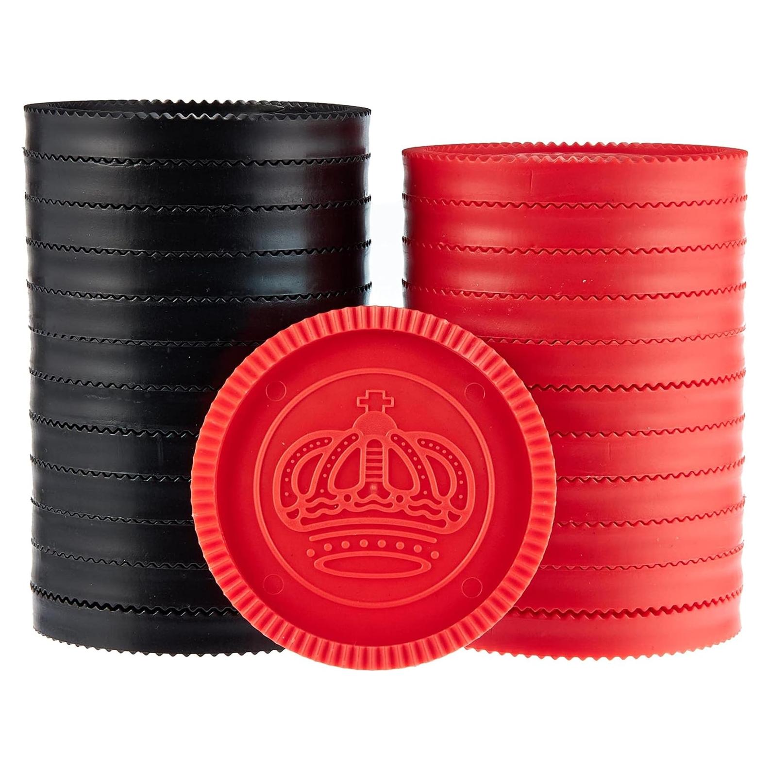 24 Fichas de Damas Jumbo Brybelly - Piezas de Plástico 7 cm