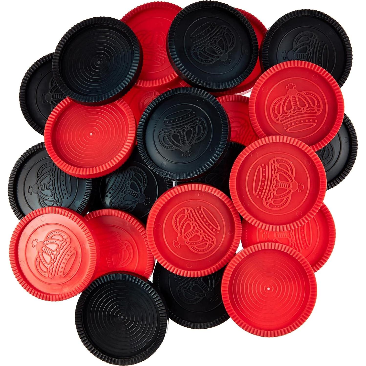 24 Fichas de Damas Jumbo Brybelly - Piezas de Plástico 7 cm