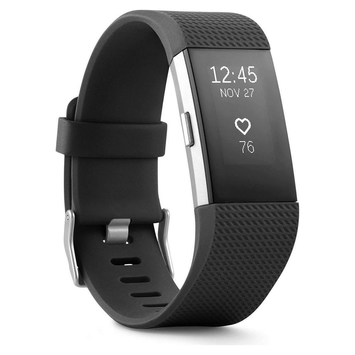 Fitbit Charge 2 Heart Rate + Fitness Wristband Black Large (Renewed)