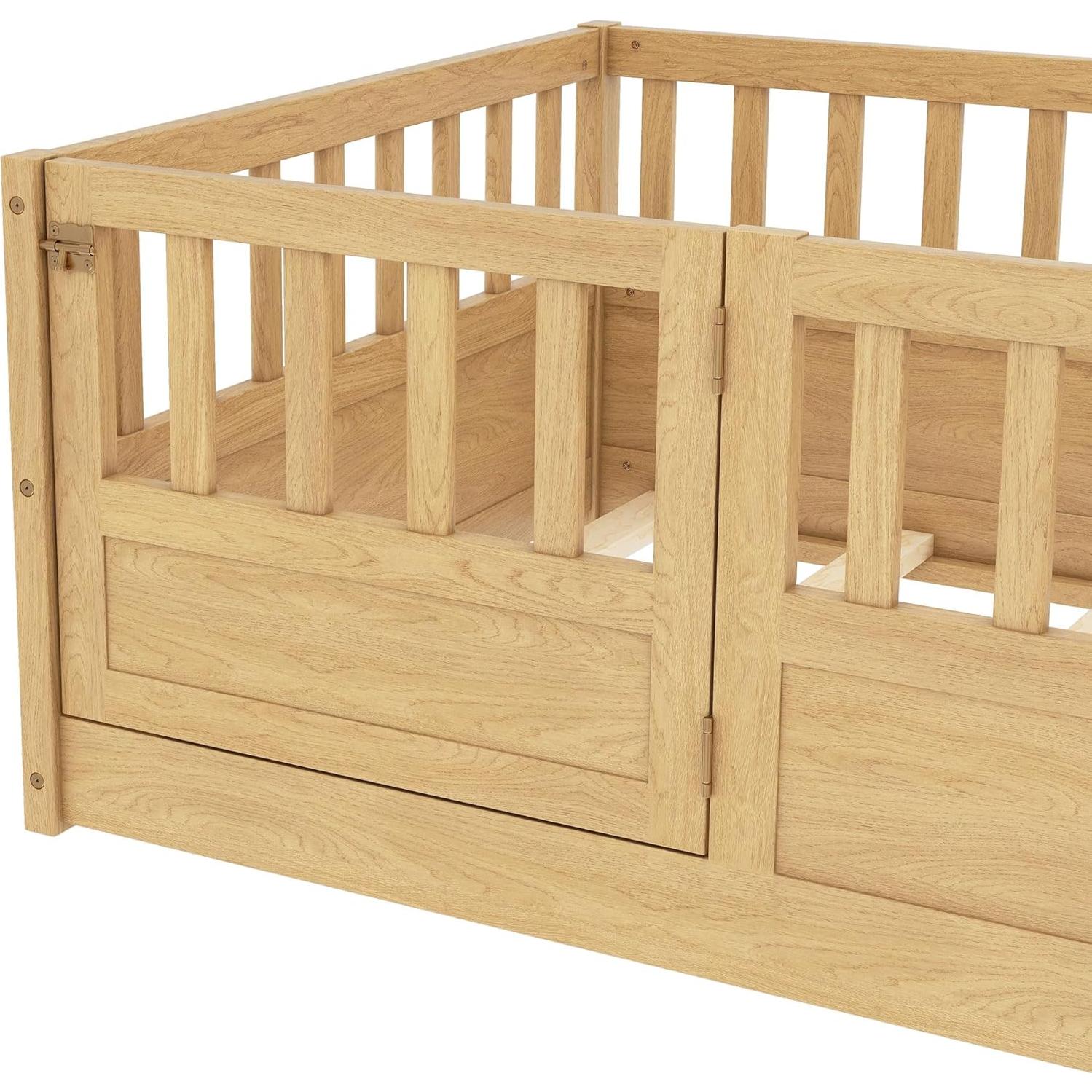 Cama de Piso Twin Bellemave con Alta Cerca y Puerta Natural