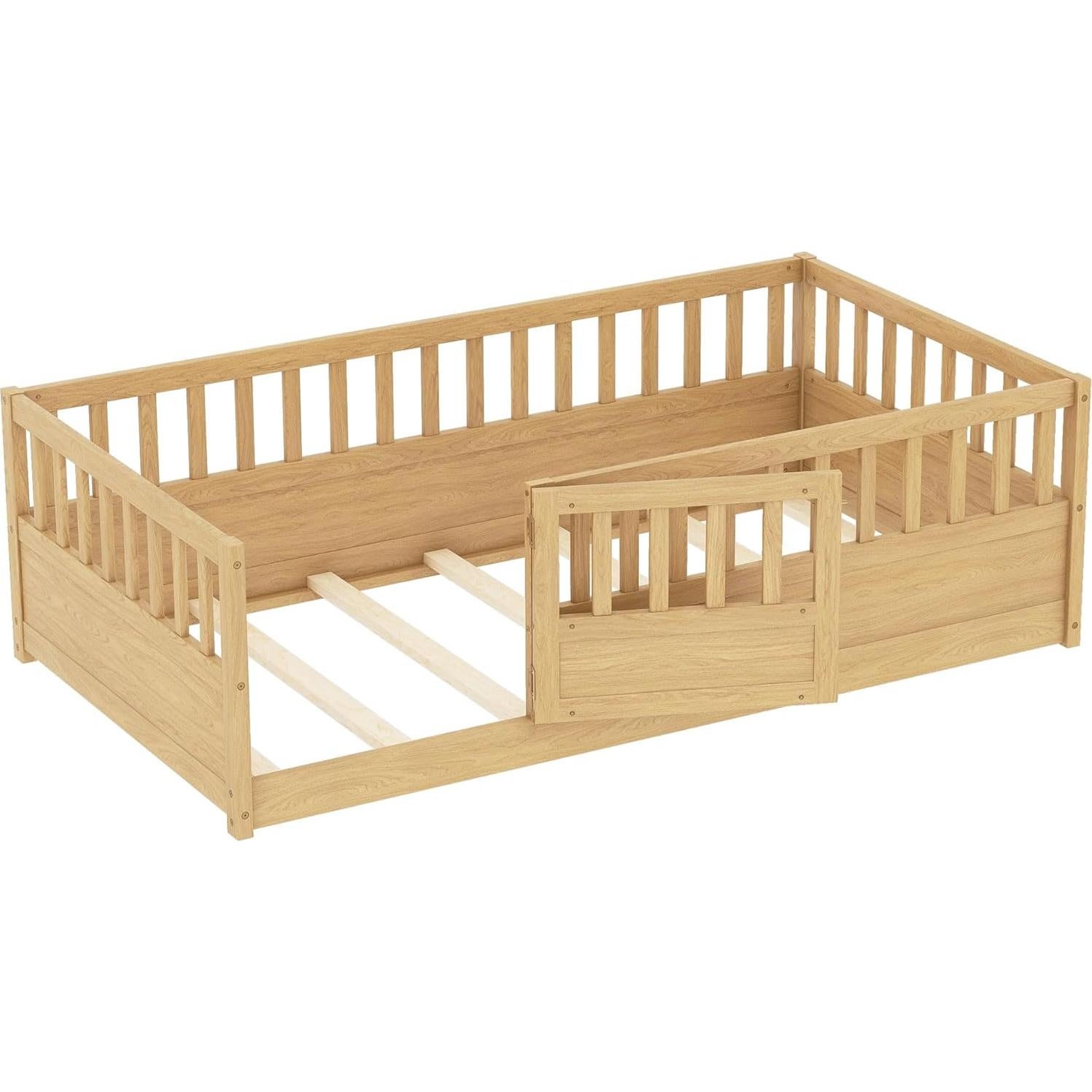 Cama de Piso Twin Bellemave con Alta Cerca y Puerta Natural