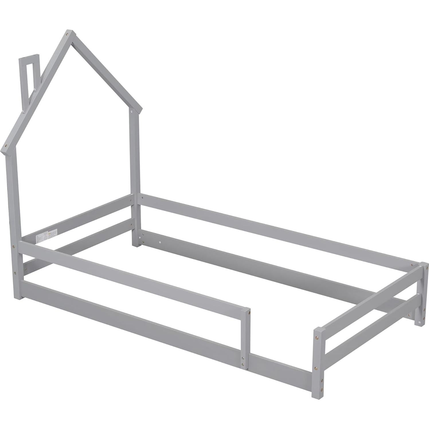 Cama Twin Dolonm Montessori con Techo y Barandillas de Seguridad