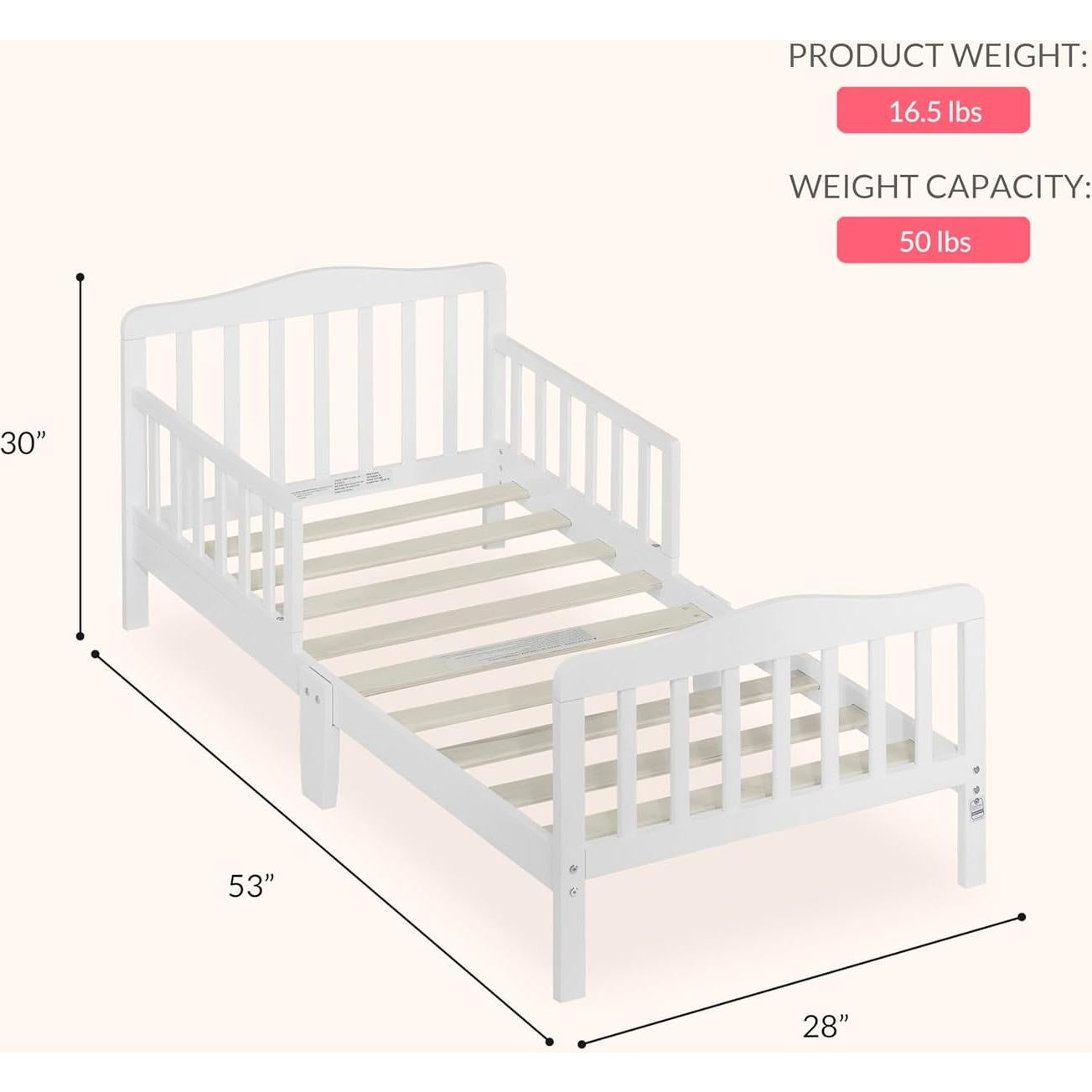 Cama para Niños Dream On Me Blanca, Diseño Bajo, 134.6x71.1cm
